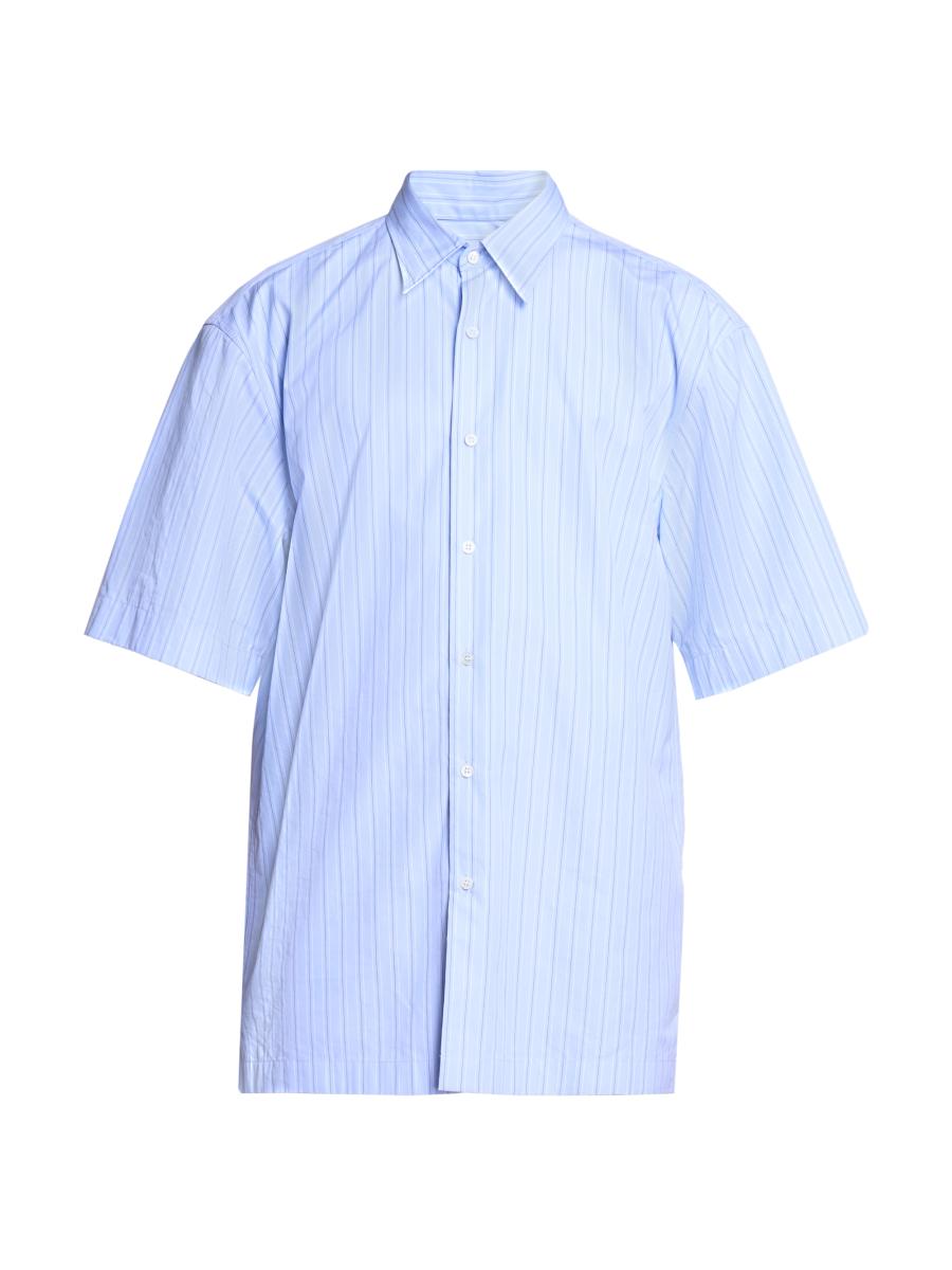 Dries Van Noten Men's Cassidy Striped Cotton Short-sleeve Shirt In Blue