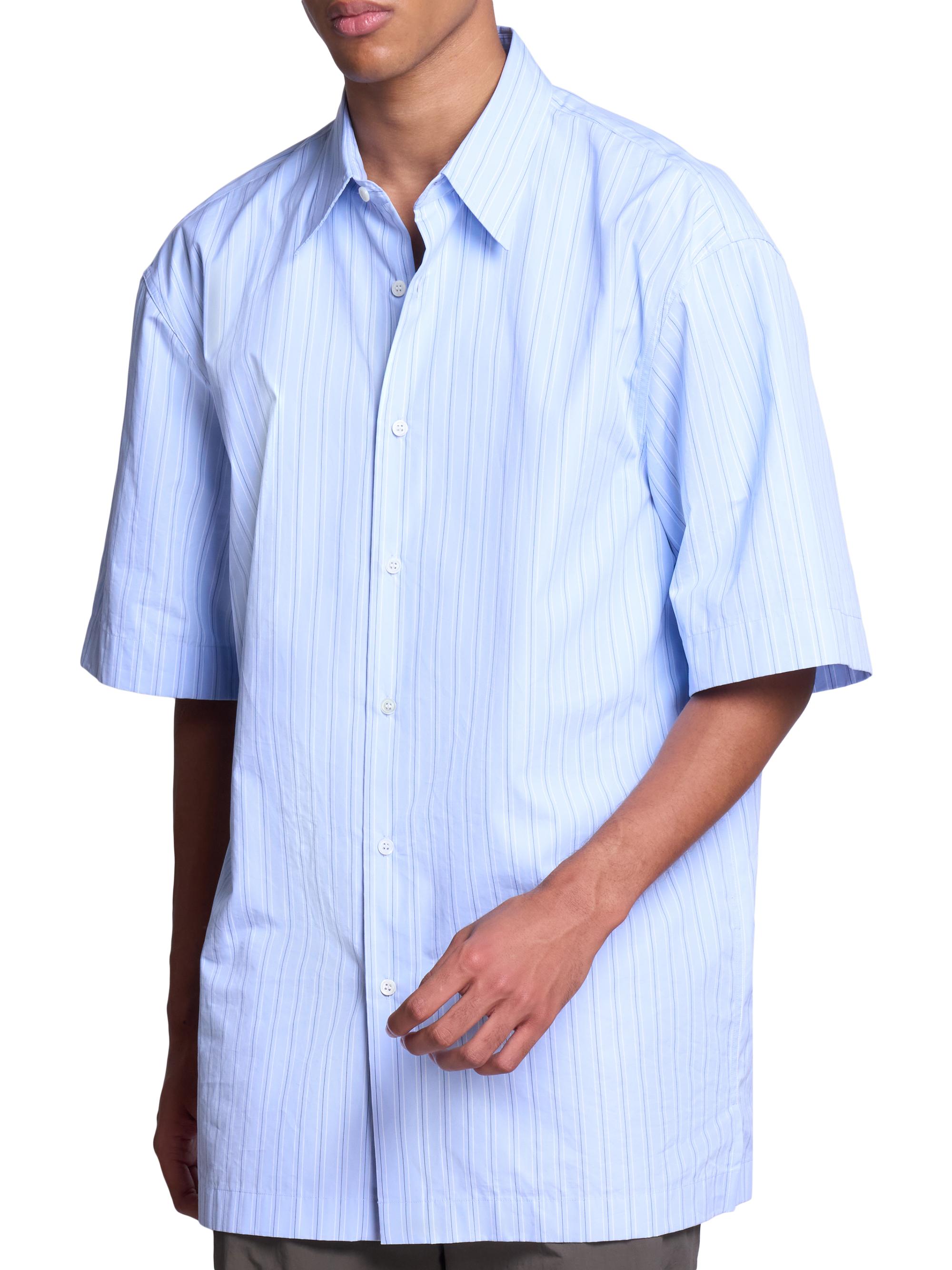 Dries Van Noten Men's Cassidy Striped Cotton Short-Sleeve Shirt - Light Blue | Thumbnail 3