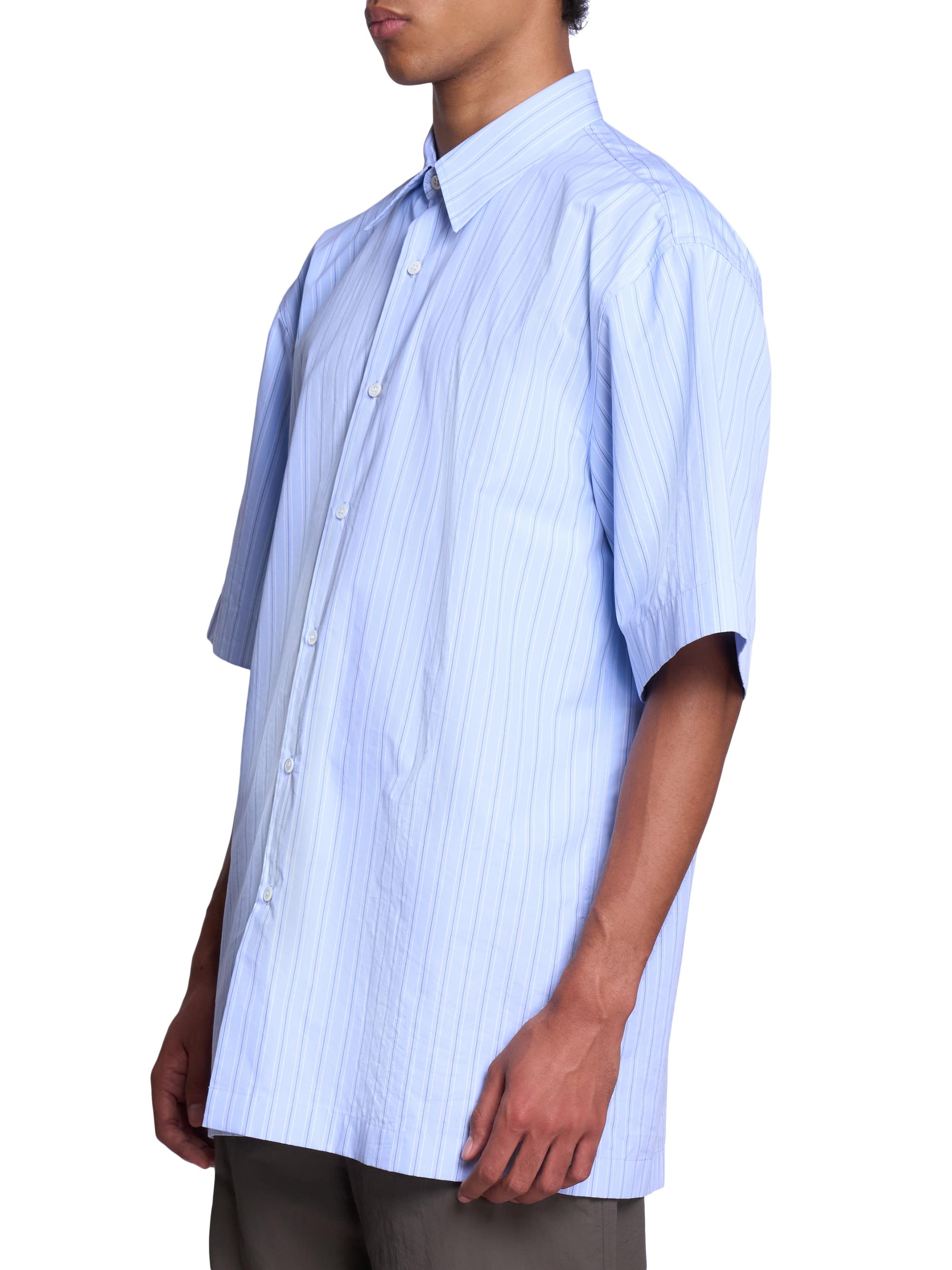 Dries Van Noten Men's Cassidy Striped Cotton Short-Sleeve Shirt - Light Blue | Thumbnail 4