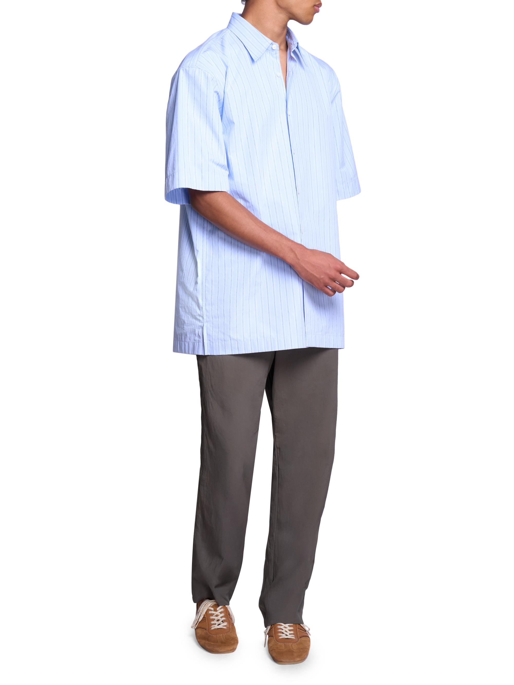 Dries Van Noten Men's Cassidy Striped Cotton Short-Sleeve Shirt - Light Blue | Thumbnail 2
