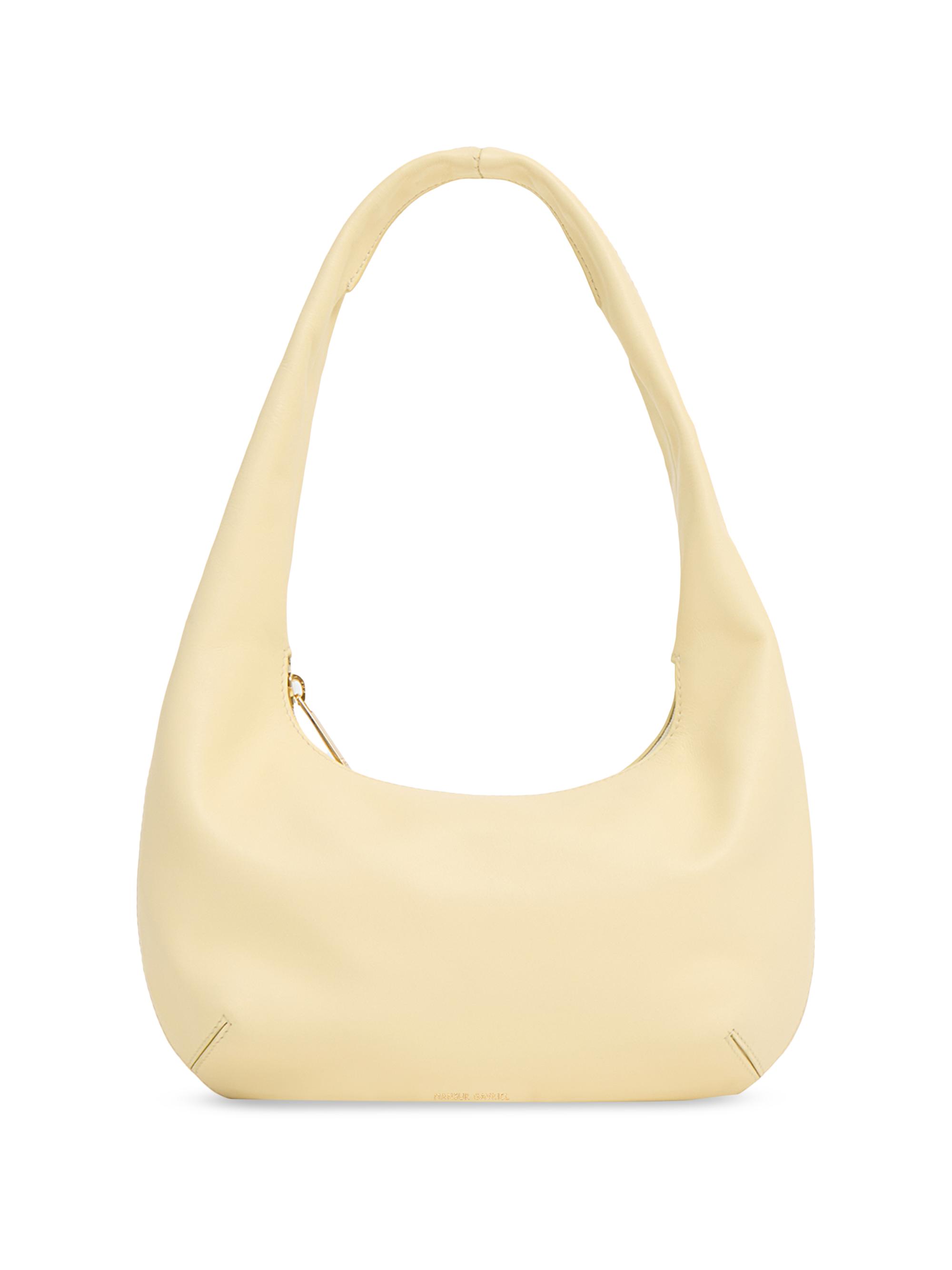 Mansur Gavriel Women's Embossed Logo Leather Shoulder Bag - Crema