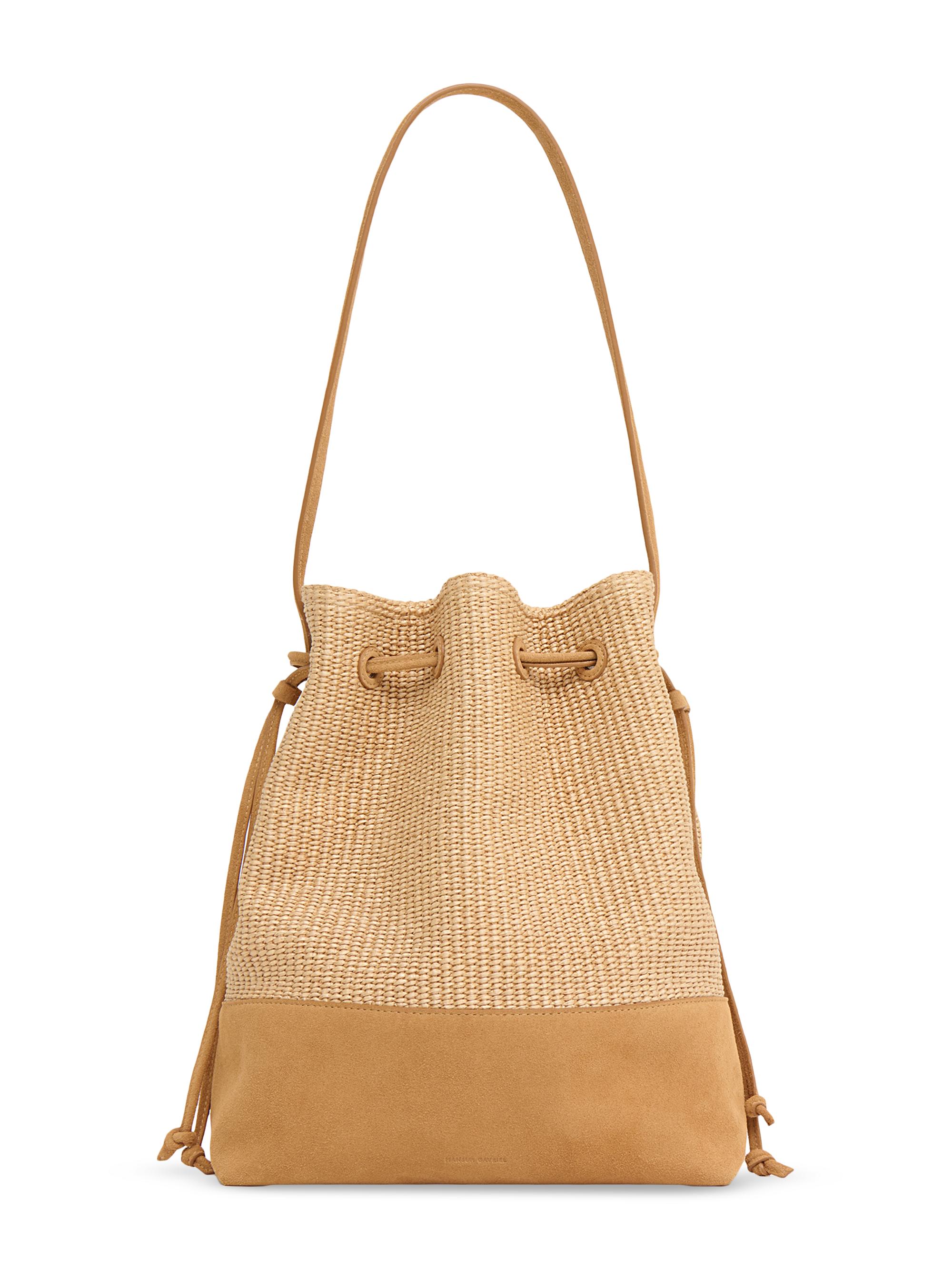 Mansur Gavriel Women's Raffia & Suede Bucket Bag - Natural