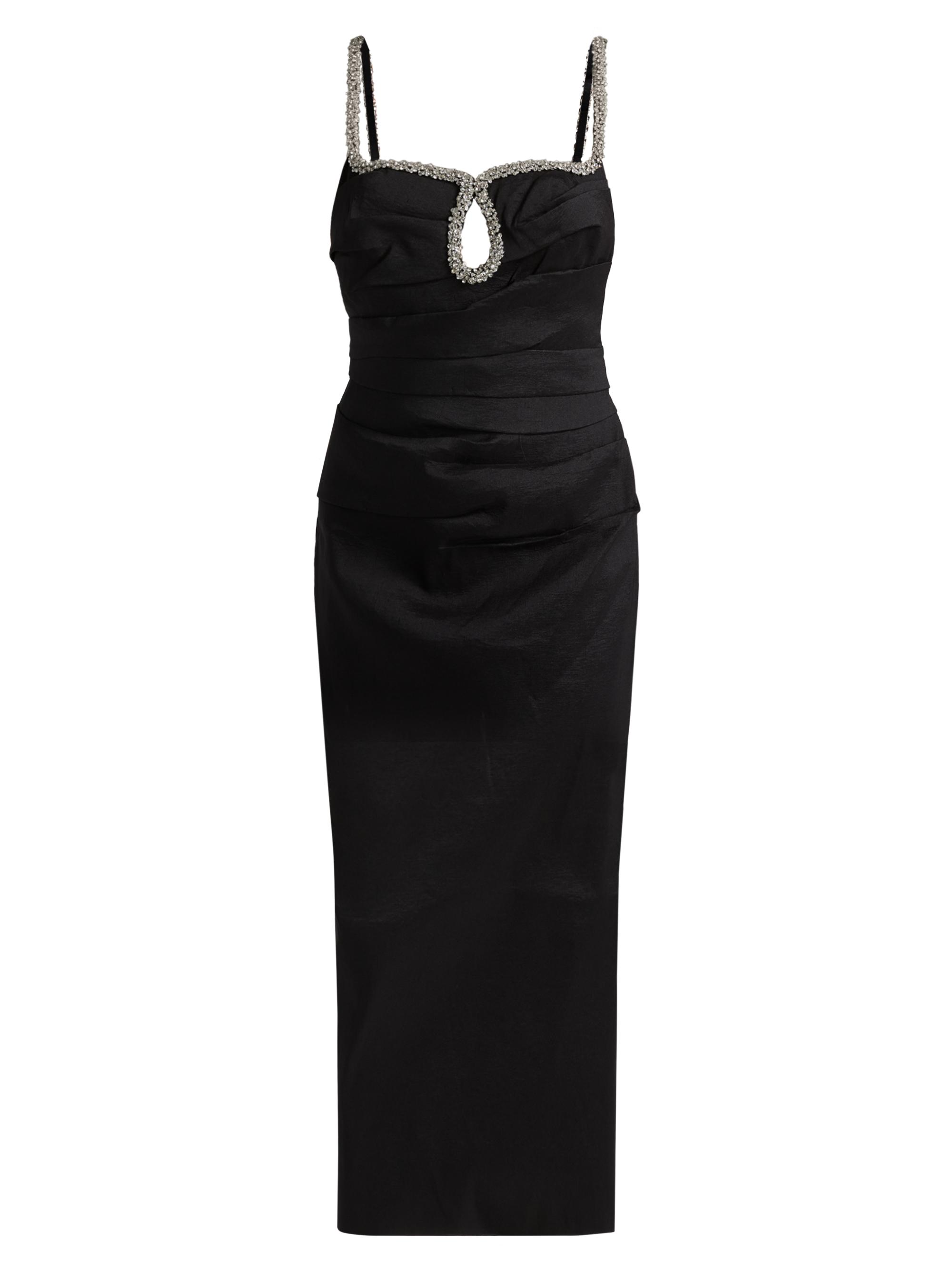 knee length dresses for ladies Ramshaw High Neck Maxi Dress in Golden Moss Green – Acler main image 0