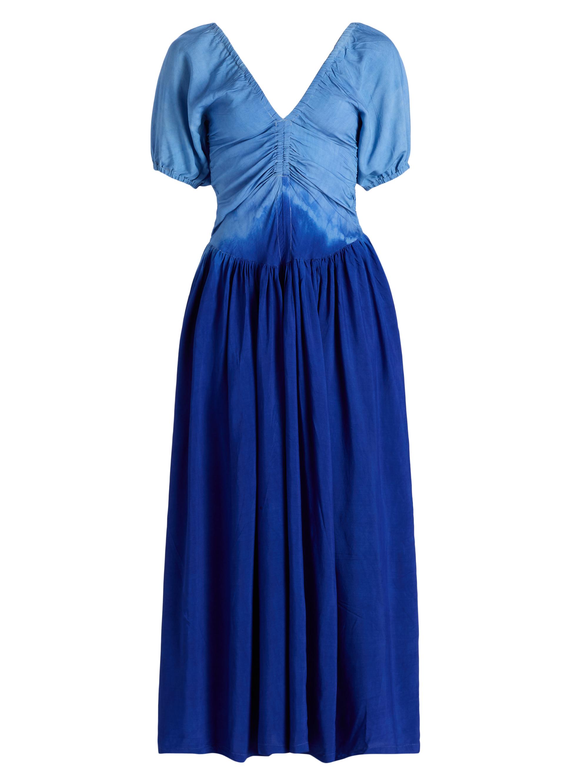 tiered blouson sleeve cotton & silk maxi dress Plus Size - Blouson Sleeve Tiered Maxi Dress