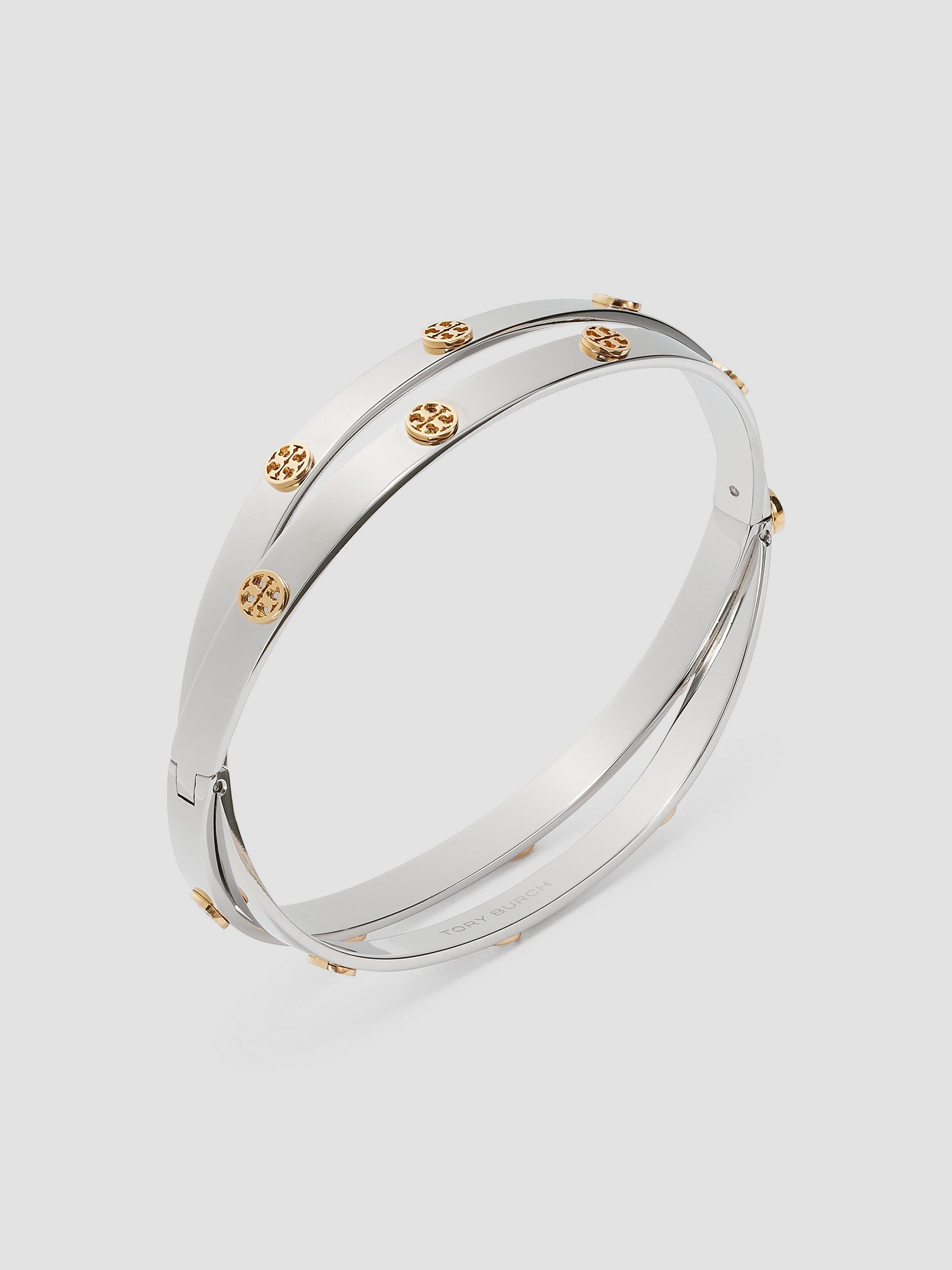 Tory Burch Kira Silvertone, Cultured Pearl & Glass Crystal Logo 