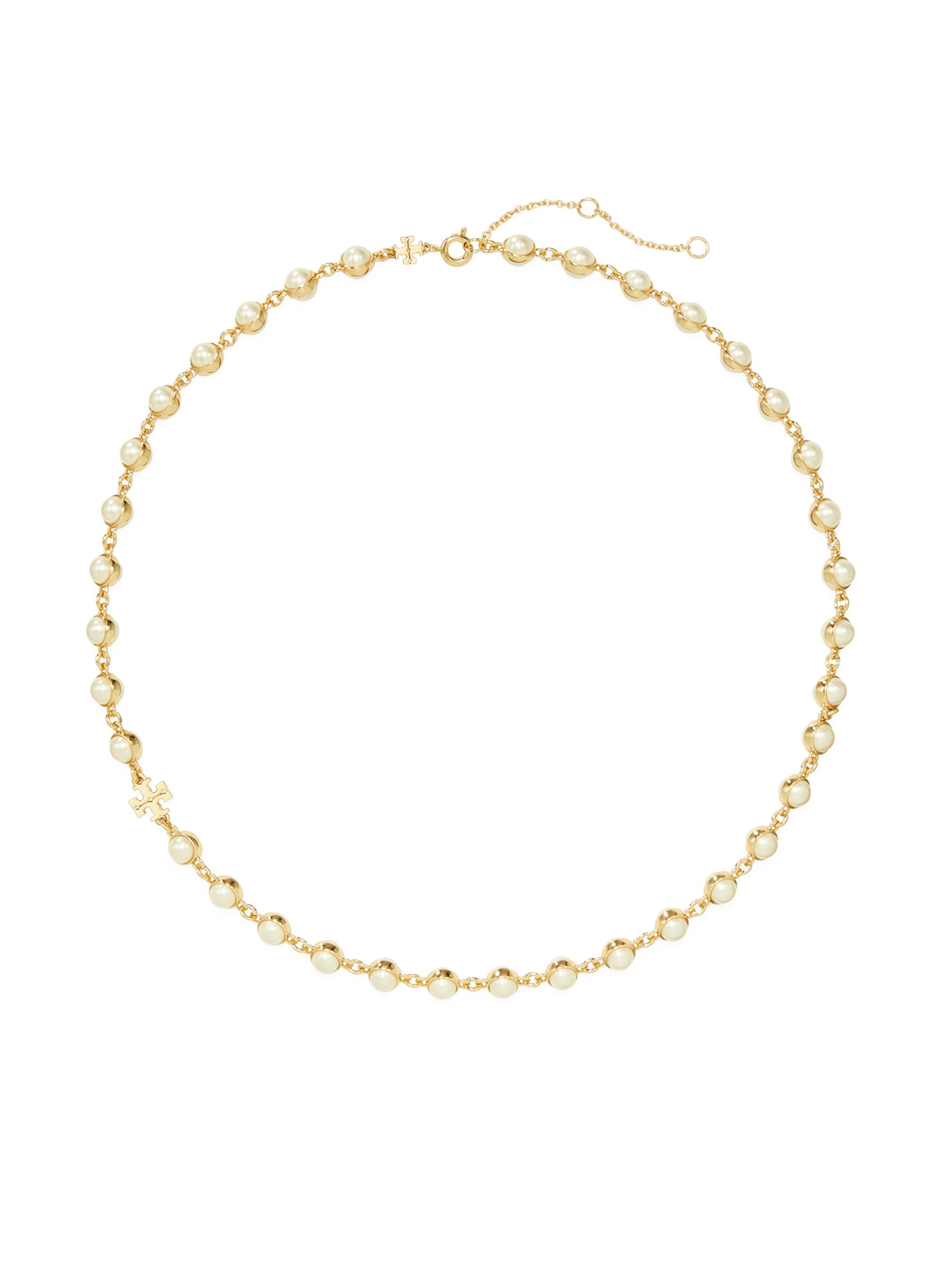 Tory Burch Women's Moondance Goldtone & Imitation Pearl Necklace - Light Brass Pearl - Women's Jewelry And Watches