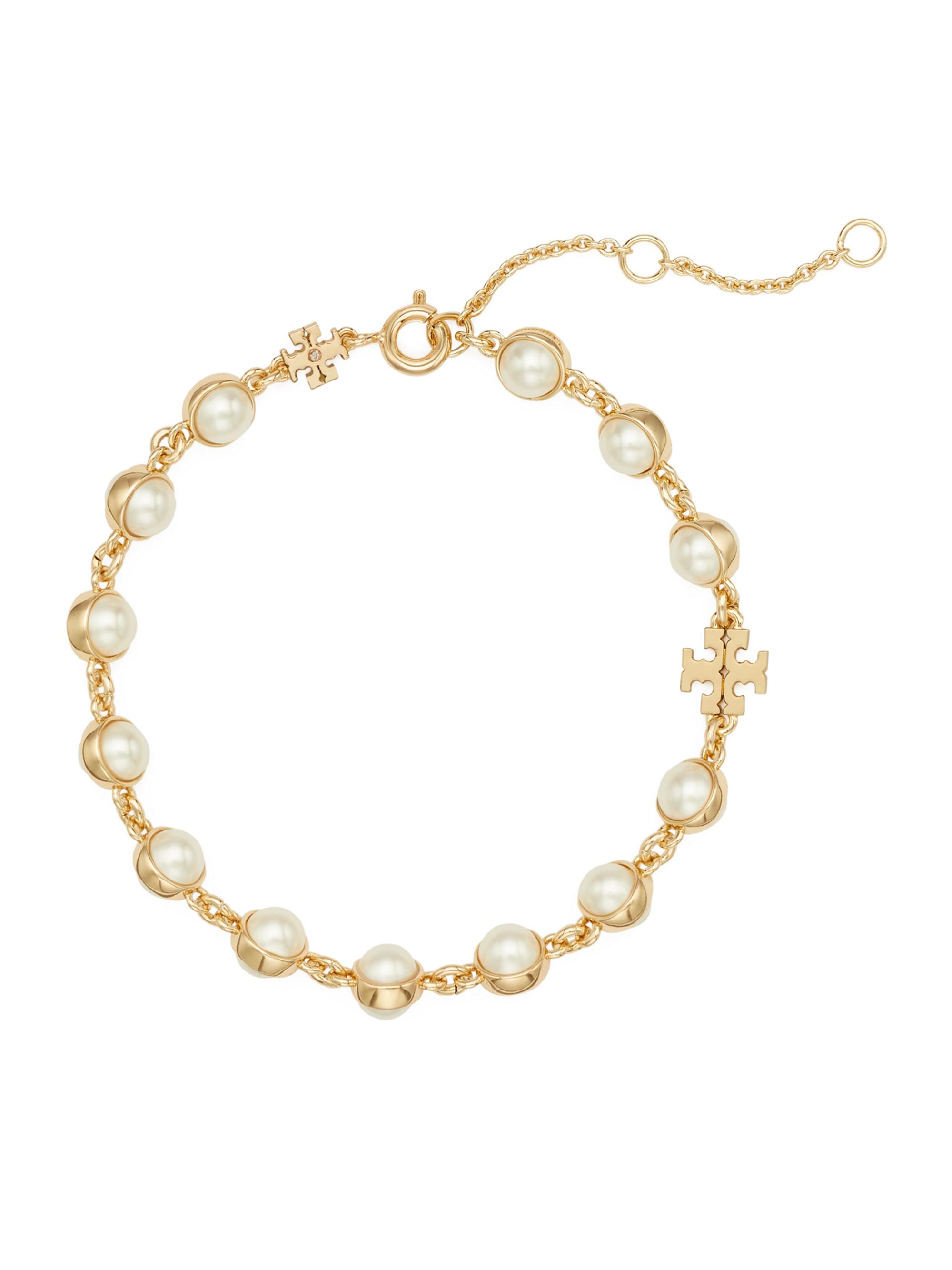 Tory Burch Women's Moondance Goldtone & Imitation Pearl Bracelet - Light Brass