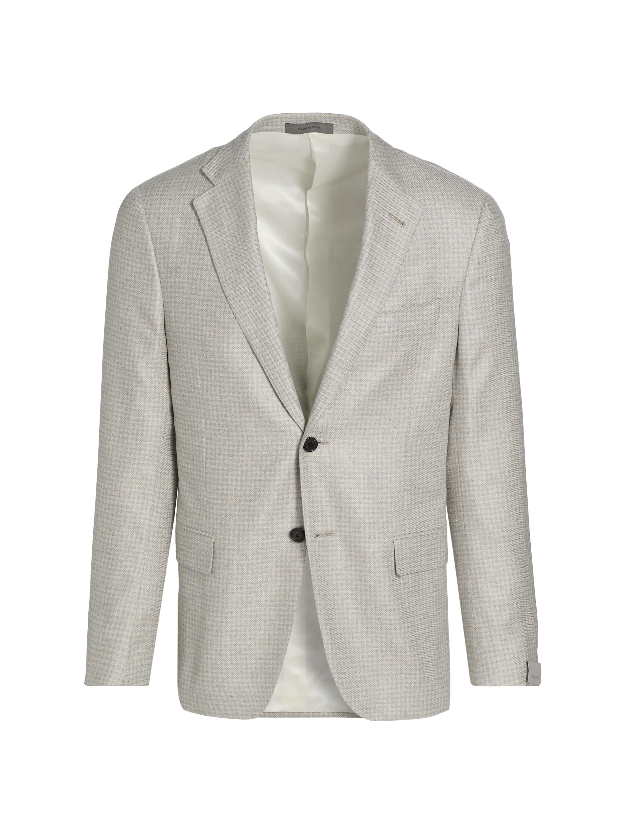 Corneliani Men's Houndstooth Silk Sport Jacket - Natural Blue Mini