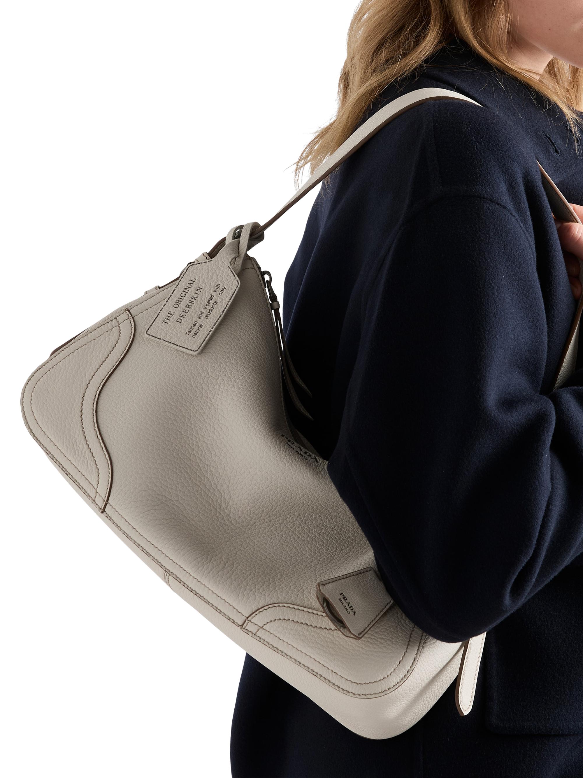 Prada Women's Aimèe  Leather Shoulder Bag - Beige Khaki