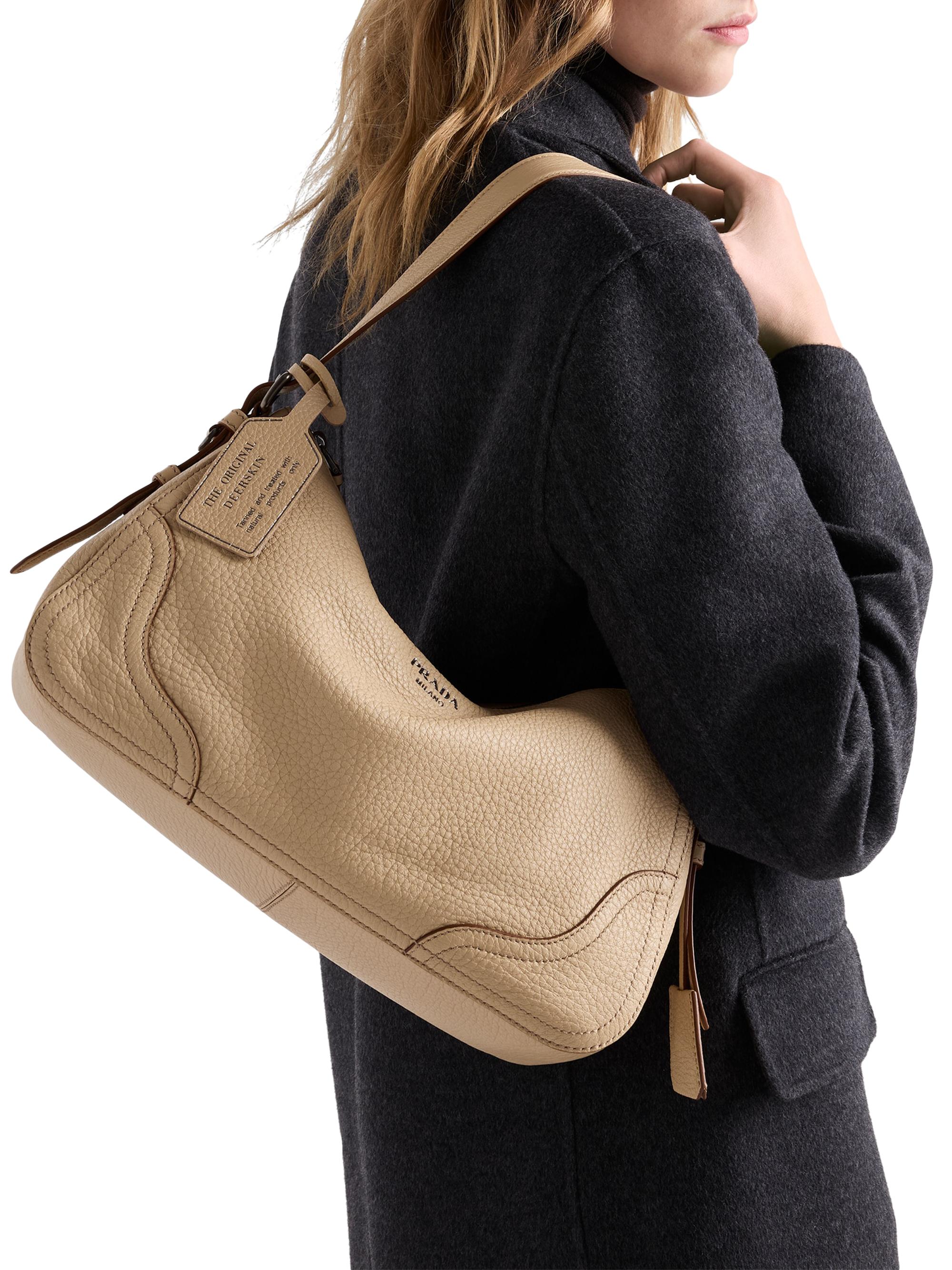Prada Women's Aimèe  Leather Shoulder Bag - Beige