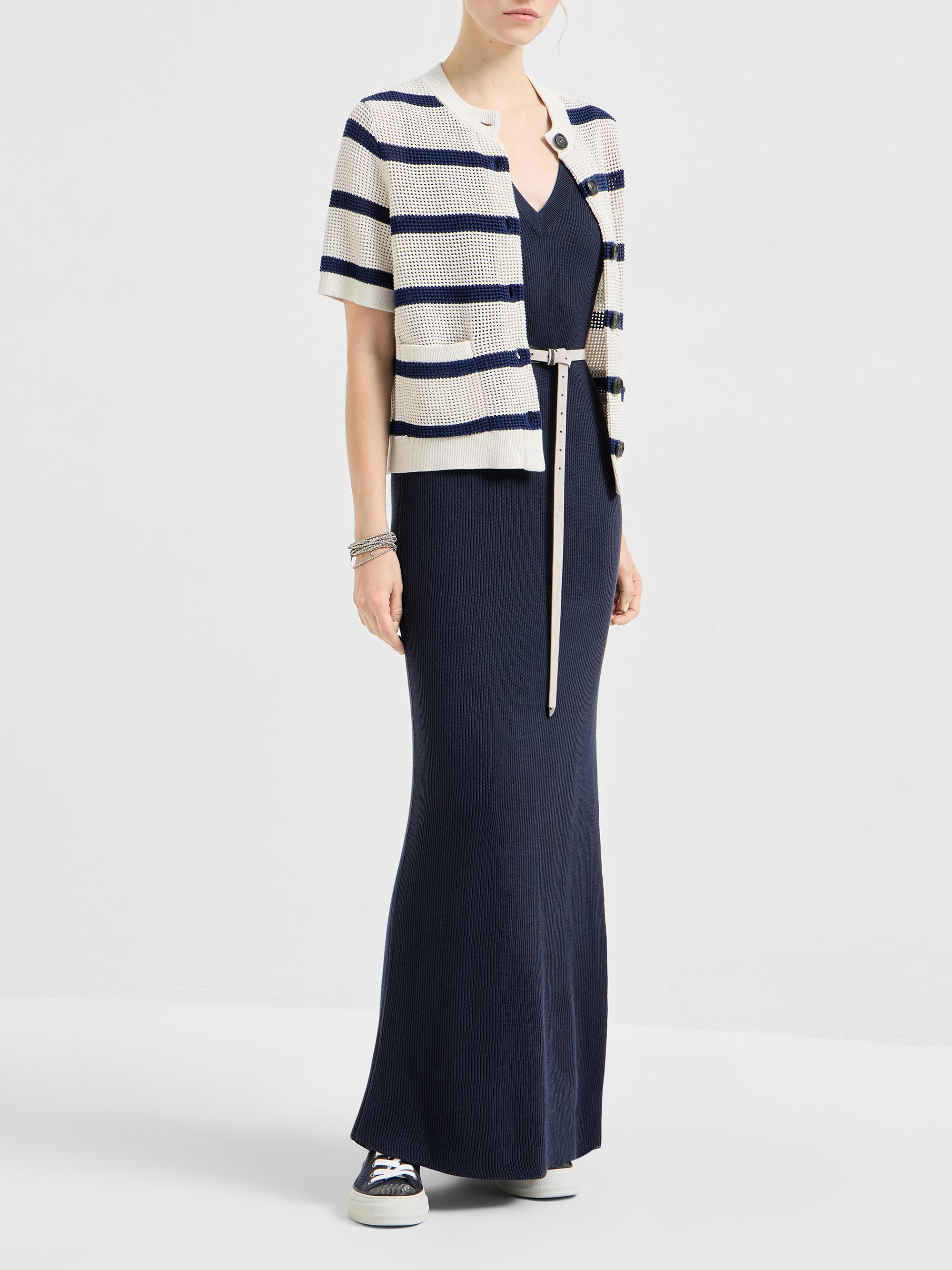 Brunello Cucinelli Cotton Rib Knit Dress with Monili | Saks Fifth