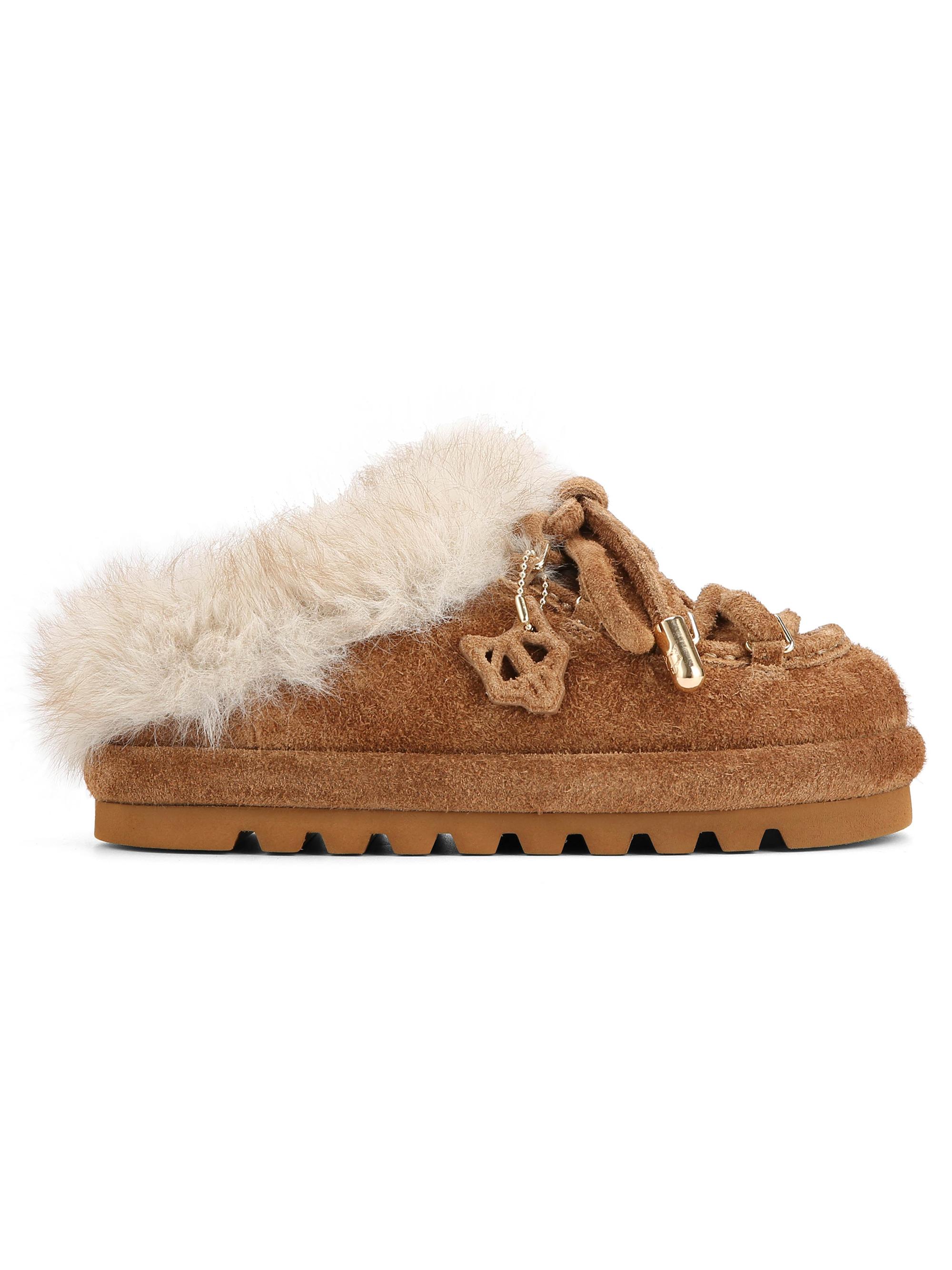 Naked Wolfe Women's Harlow Suede Flat Mules - Tan