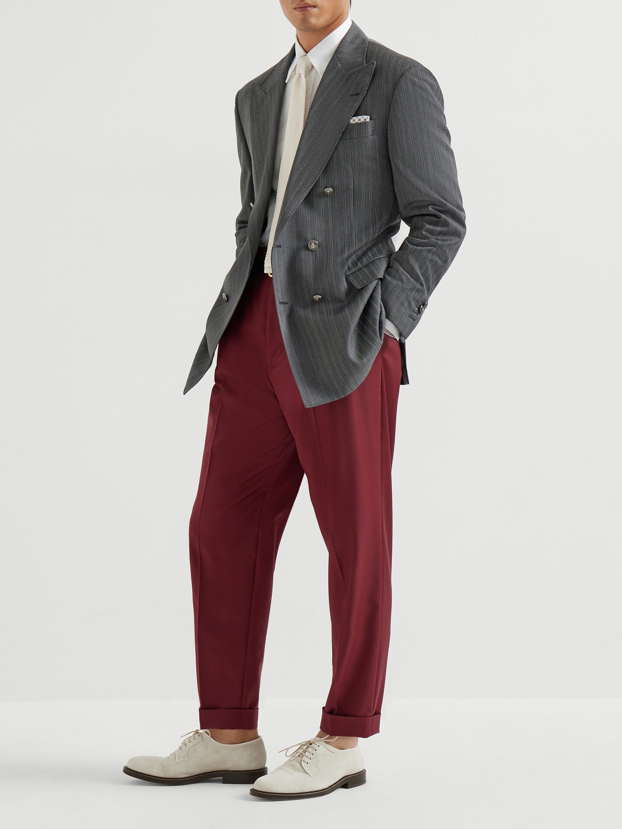 Brunello Cucinelli Virgin Wool Batavia Trousers with Double Pleats