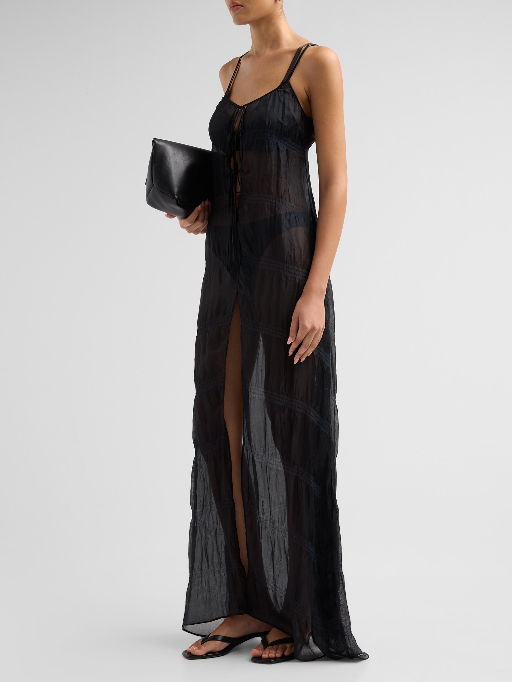 Kiki de Montparnasse Smocked Silk Tie Maxi Gown | Saks Fifth Avenue