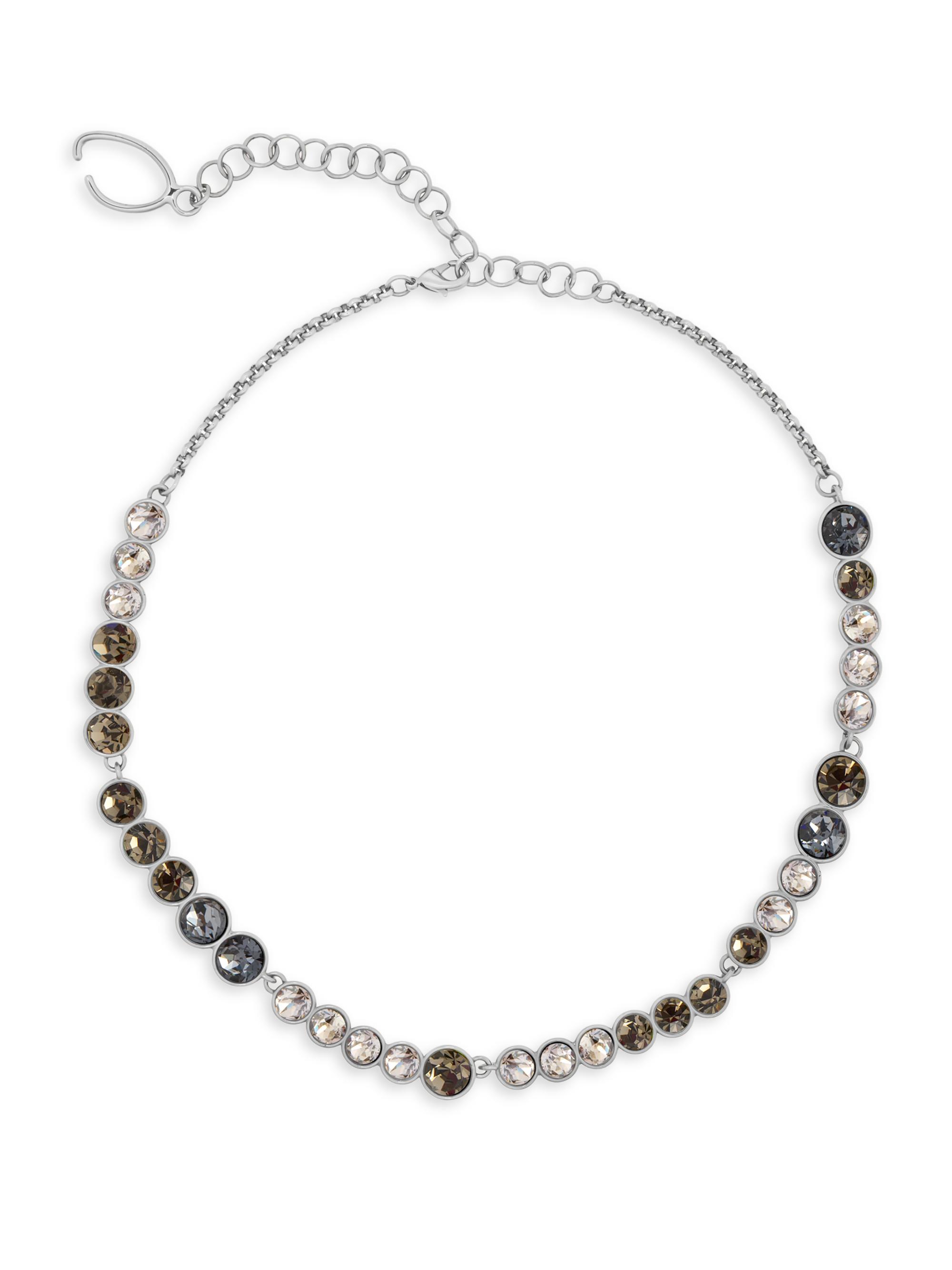 Oscar de la Renta Women's Cascade Silvertone & Glass Crystal Necklace - Black Diamond