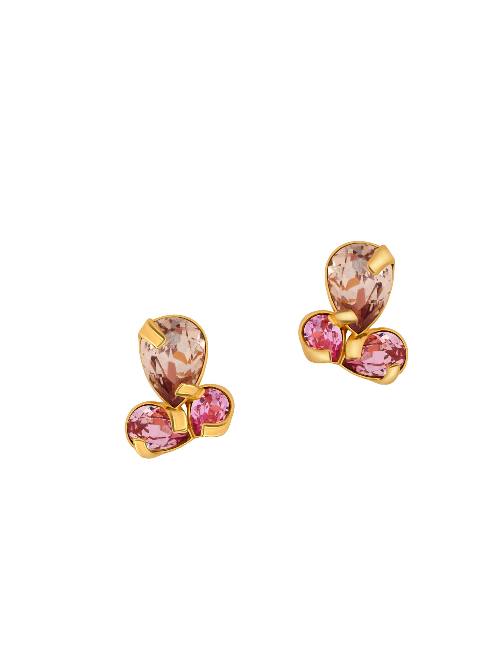 Oscar de la Renta Women's Pear Rhinestone 24K-Gold-Plated Stud Earrings - Rose
