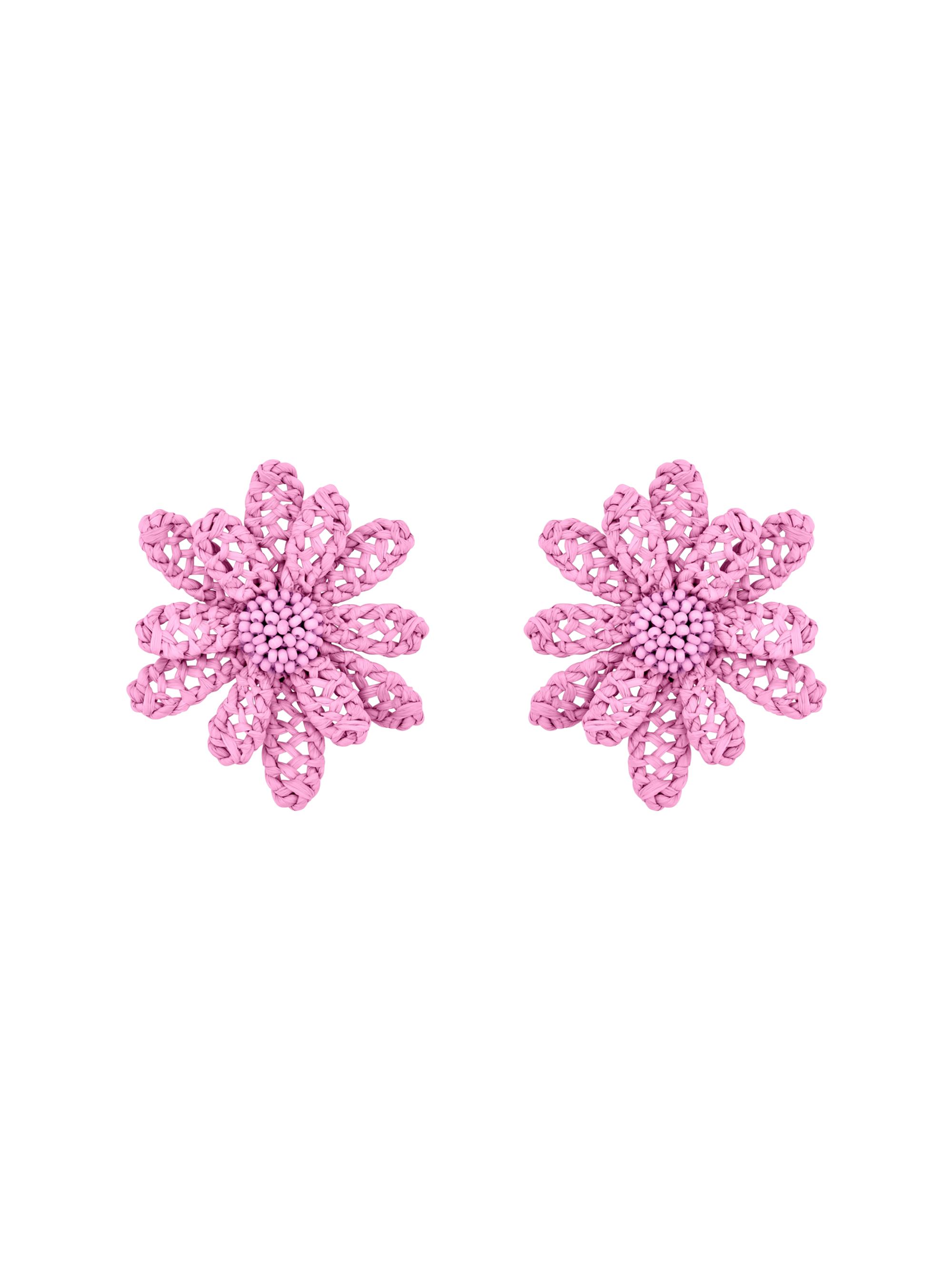 Oscar de la Renta Women's  Woven Flower Raffia Stud Earrings - Tulip