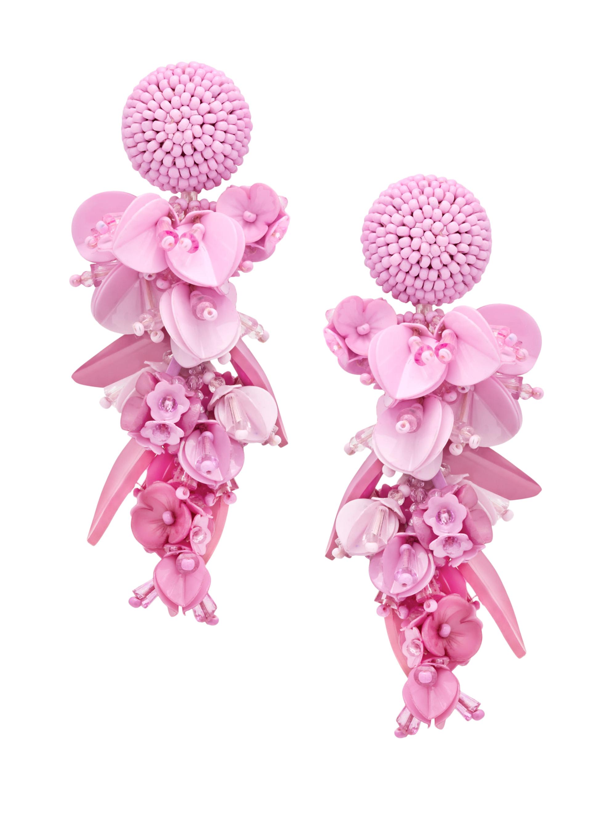 Oscar de la Renta Women's Glass Beaded Flower Clip-On Drop Earrings - Tulip