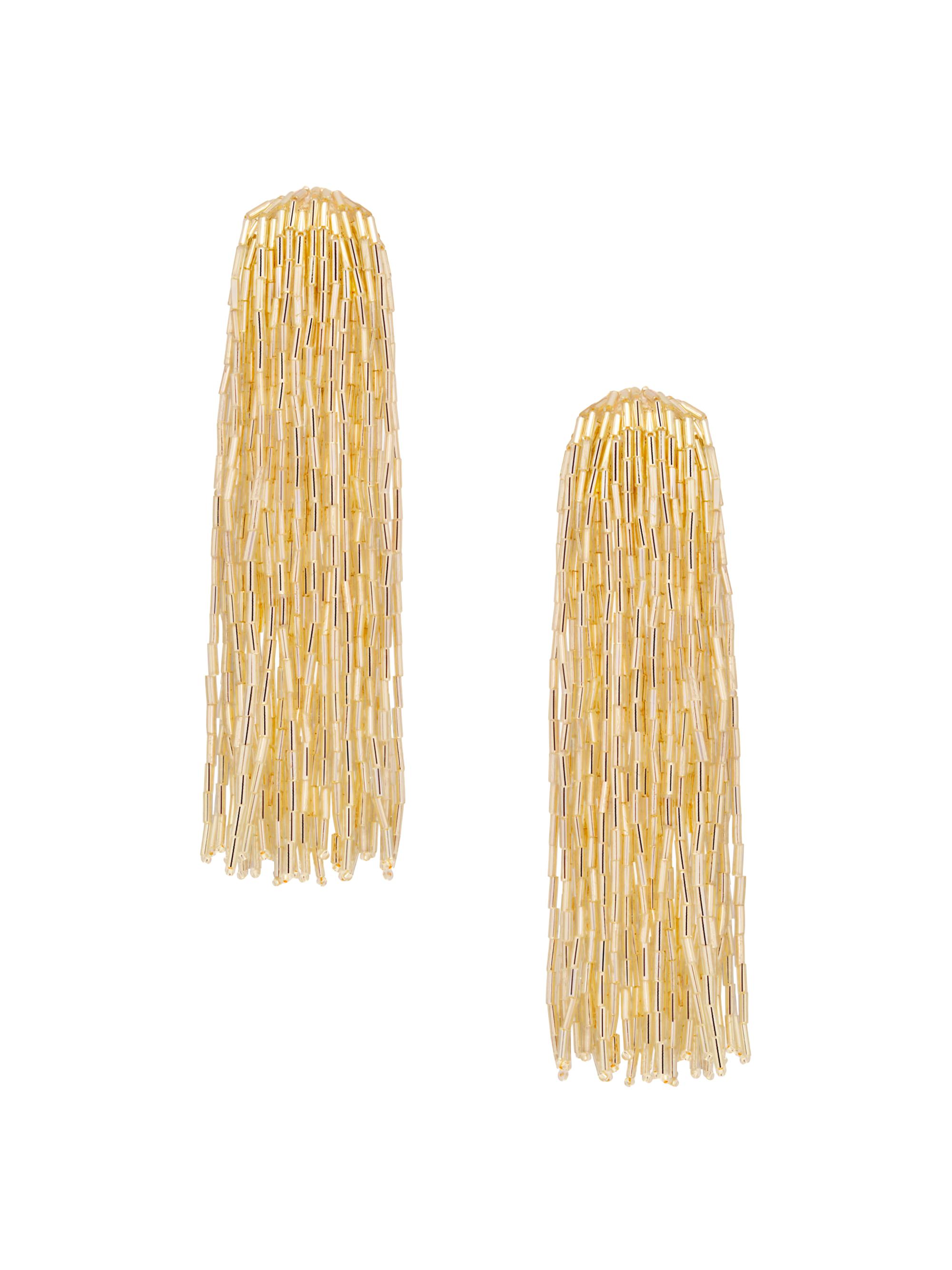 Oscar de la Renta Women's Cascade Tassel Beaded Drop Clip-On Earrings - Gold