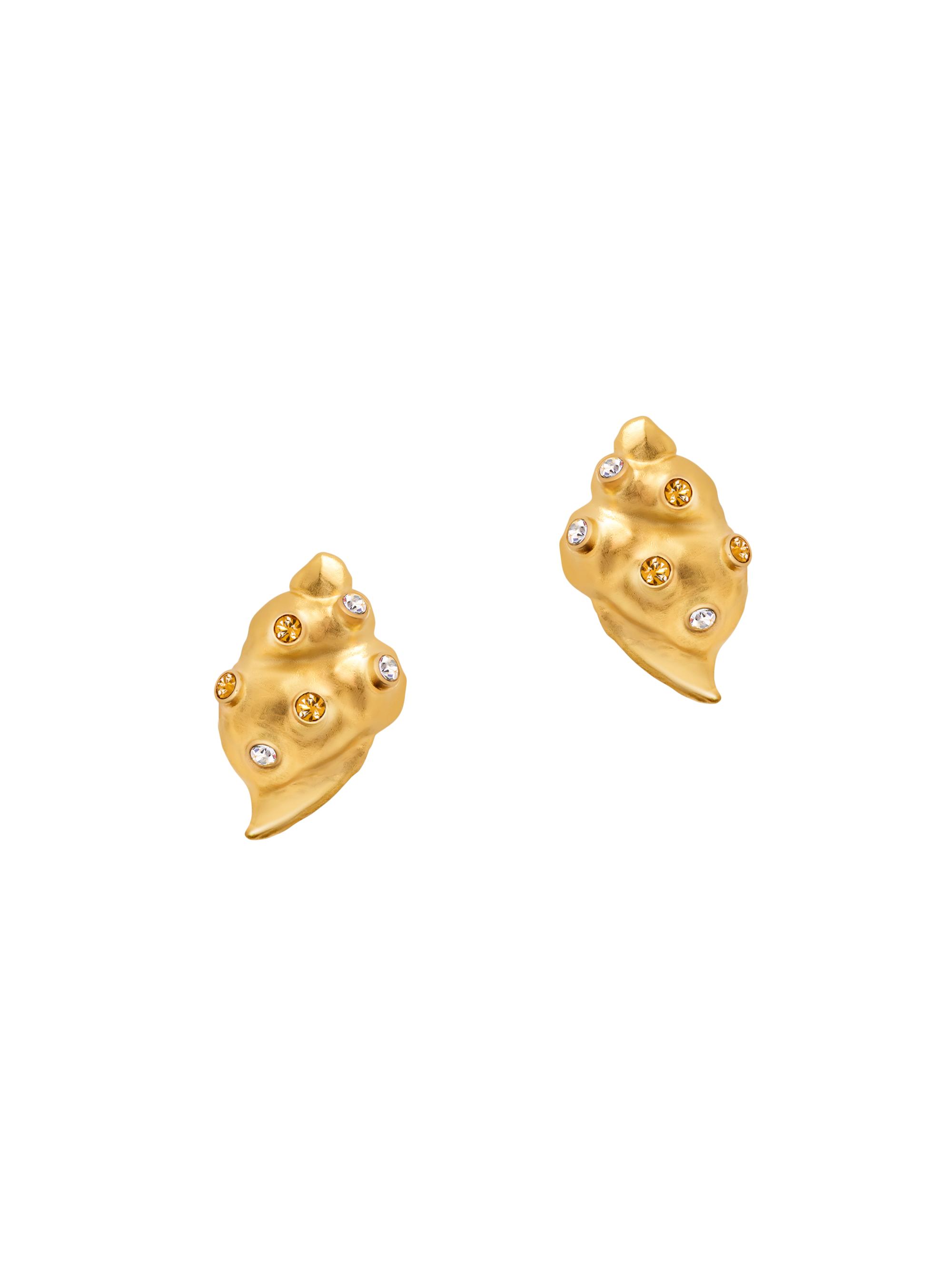 Oscar de la Renta Women's Seashell 24K-Gold-Plated & Glass Crystal Stud Earrings - Golden Shadow