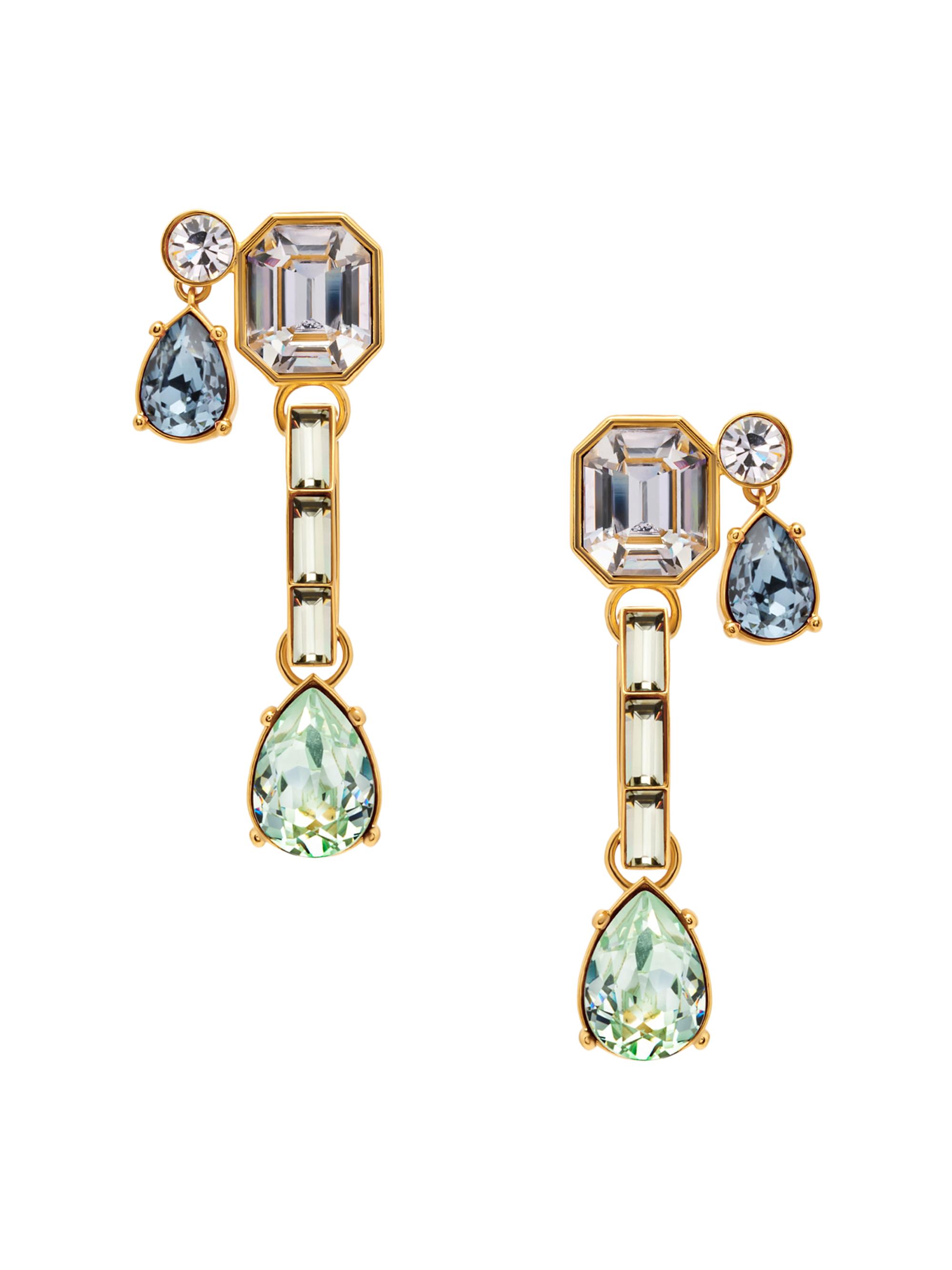 Oscar de la Renta Women's 24K-Gold-Plated & Glass Crystal Clip-On Drop Earrings - Chrysolite