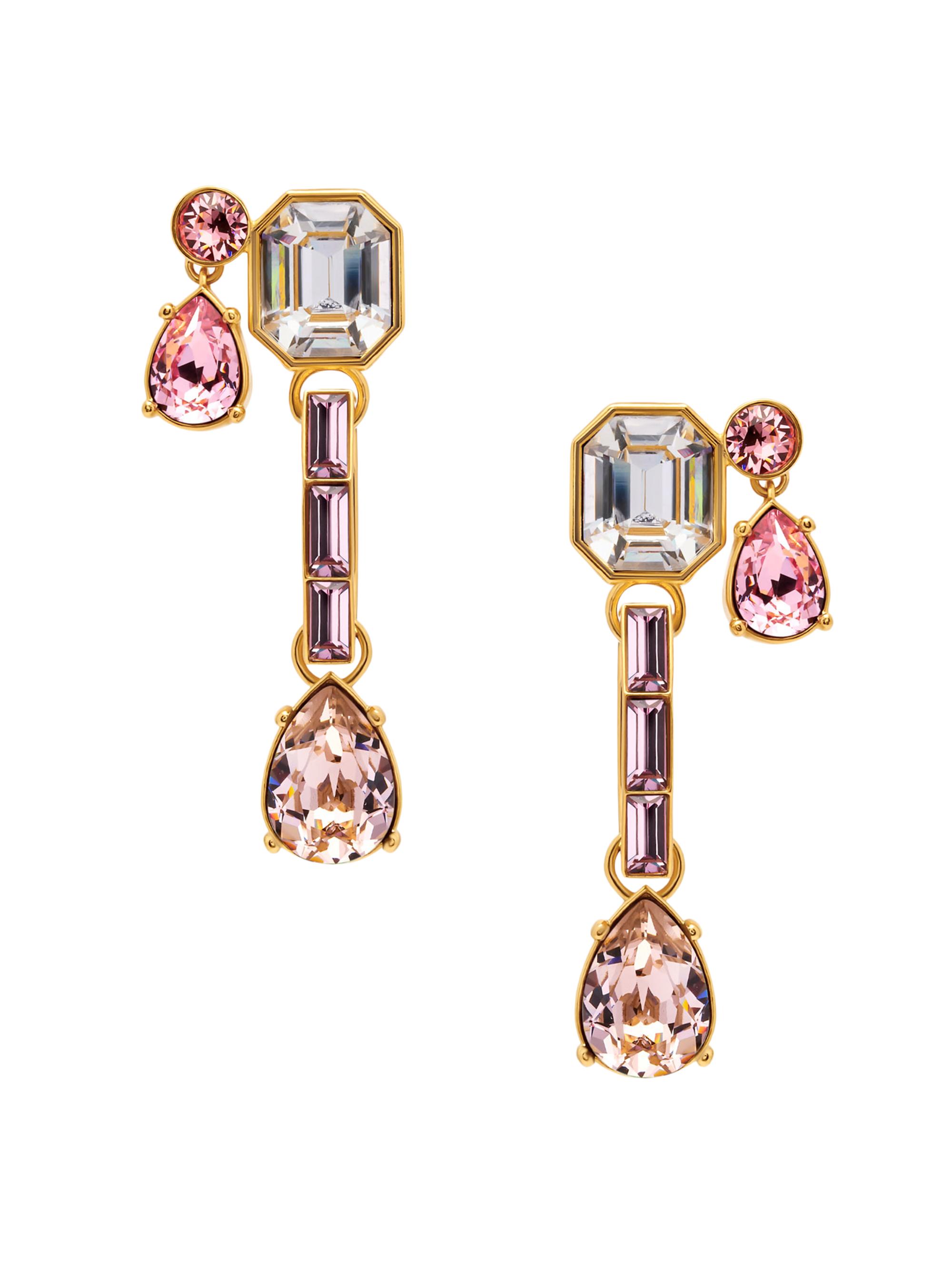 Oscar de la Renta Women's 24K-Gold-Plated & Glass Crystal Clip-On Drop Earrings - Rose