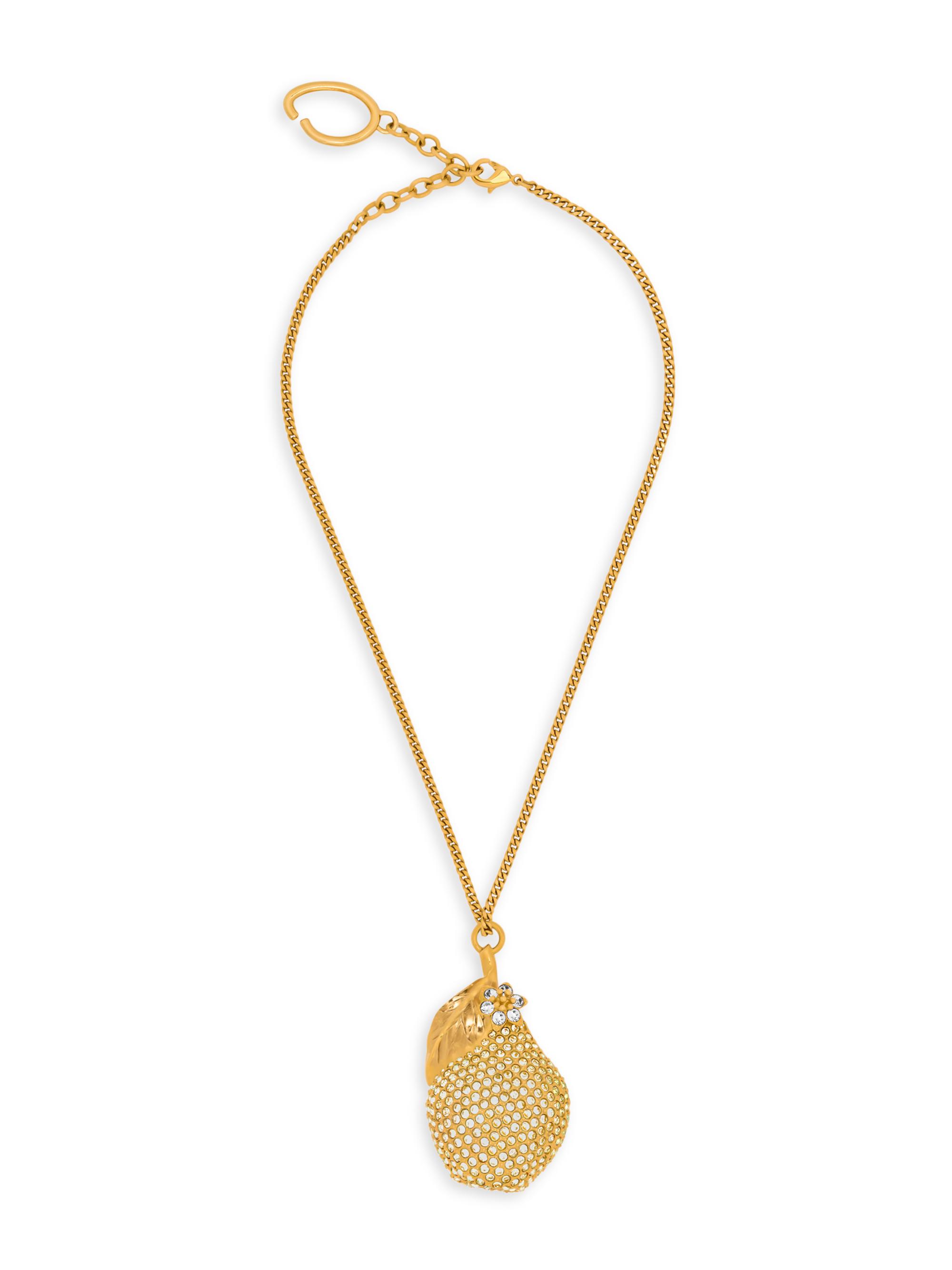 Oscar de la Renta Women's Pavé Pear 24K-Gold-Plated & Glass Crystal Pendant Necklace - Green
