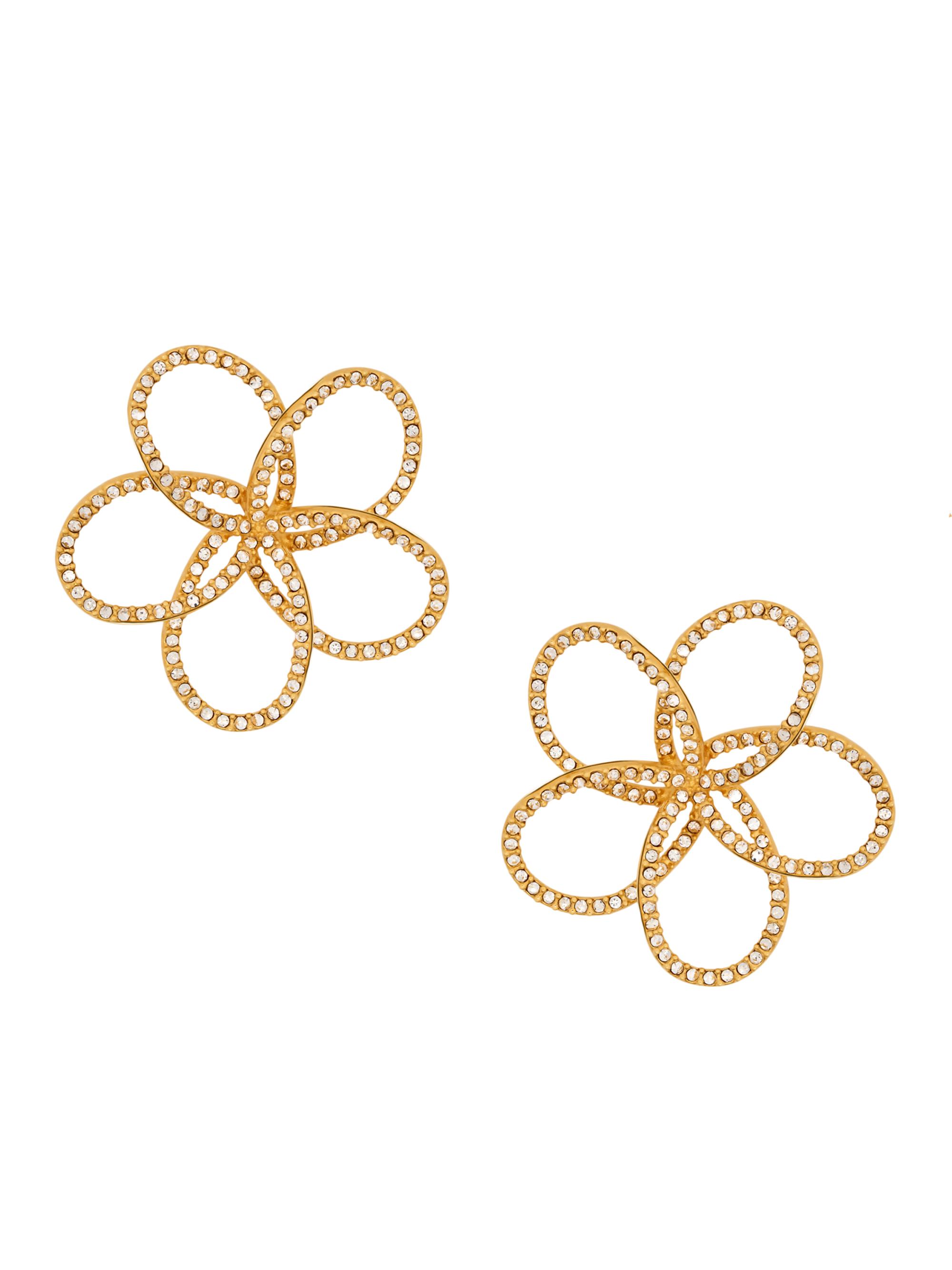 Oscar de la Renta Women's Flower Chain 24K-Gold-Plated & Glass Crystal Earrings - Crystal