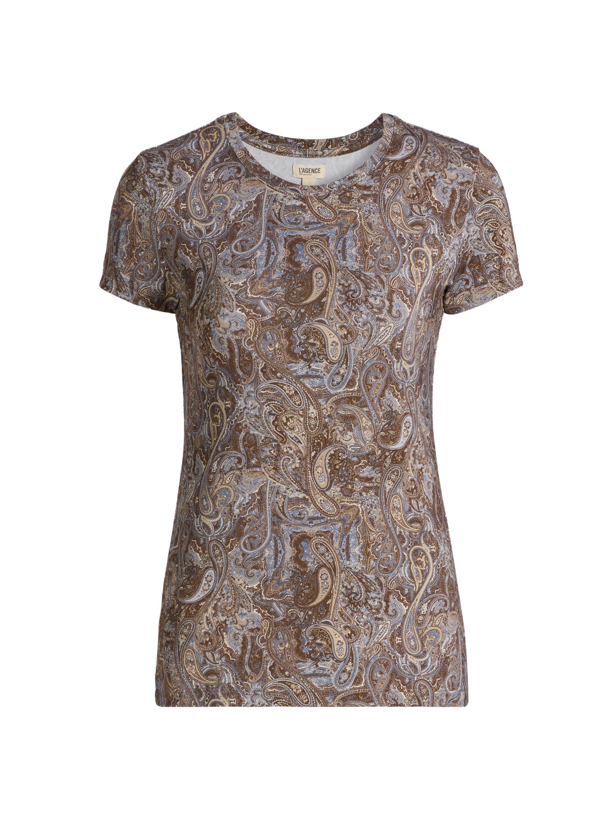L'AGENCE Women's Ressi Ditsy Paisley Crewneck T-Shirt - Neutral Blue Ditsy