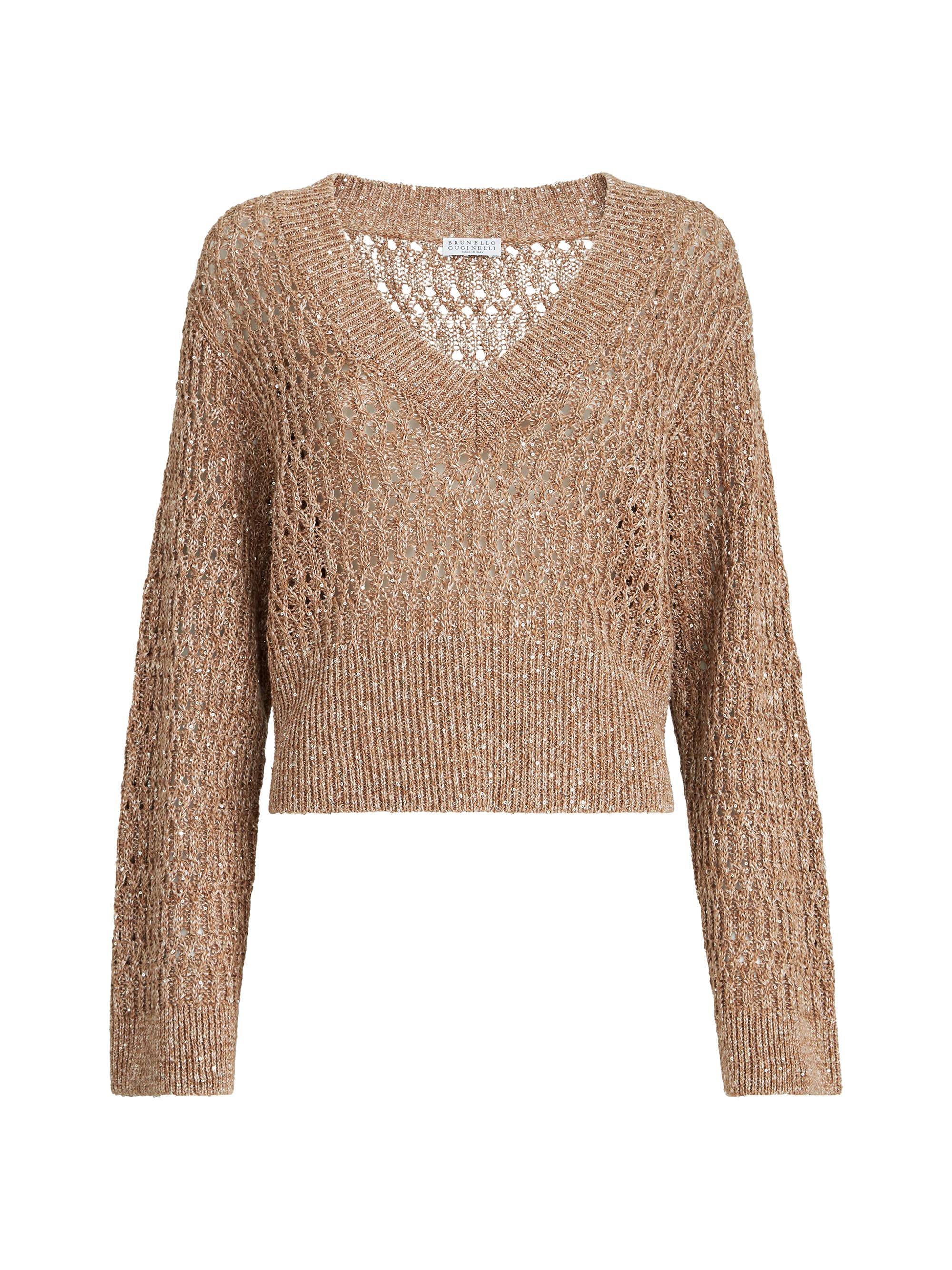 Brunello Cucinelli Linen Dazzling Braids Sweater | Saks Fifth Avenue