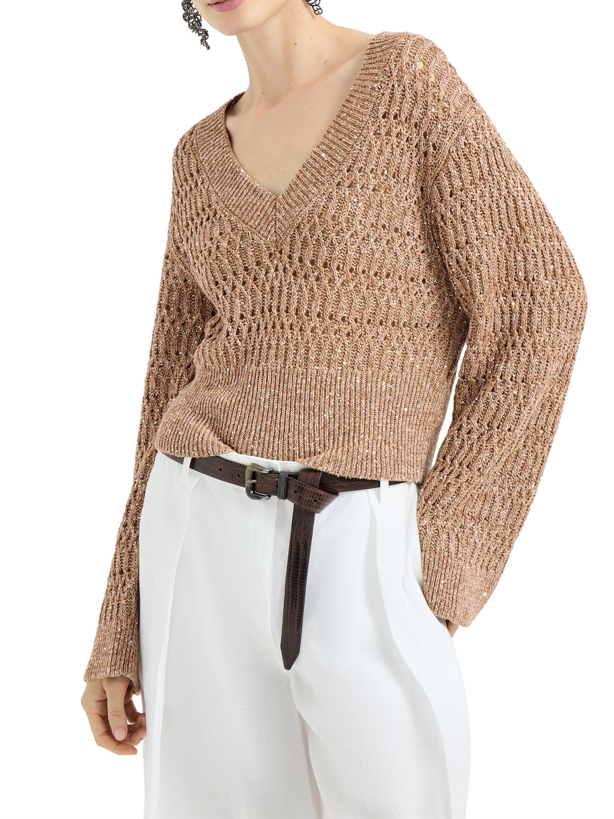 Brunello Cucinelli Linen Dazzling Braids Sweater | Saks Fifth Avenue