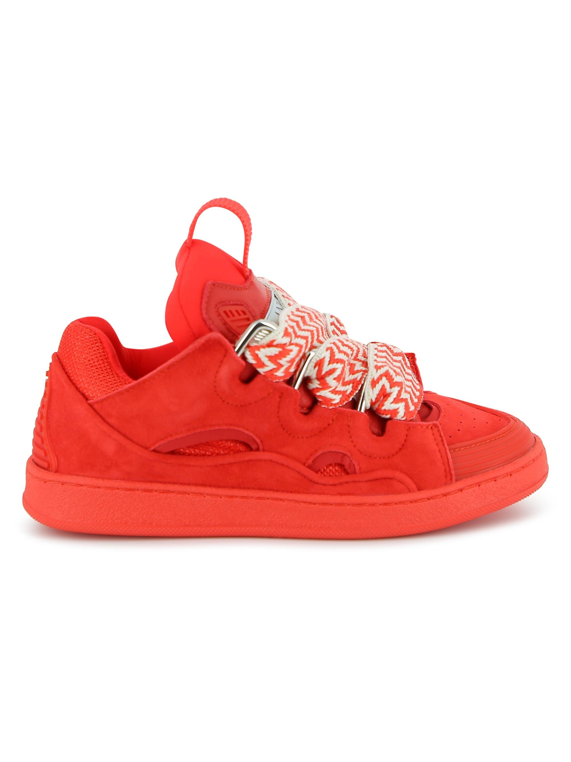 Lanvin Kid's Curb Suede Sneakers - Bright Red 6 (Child)