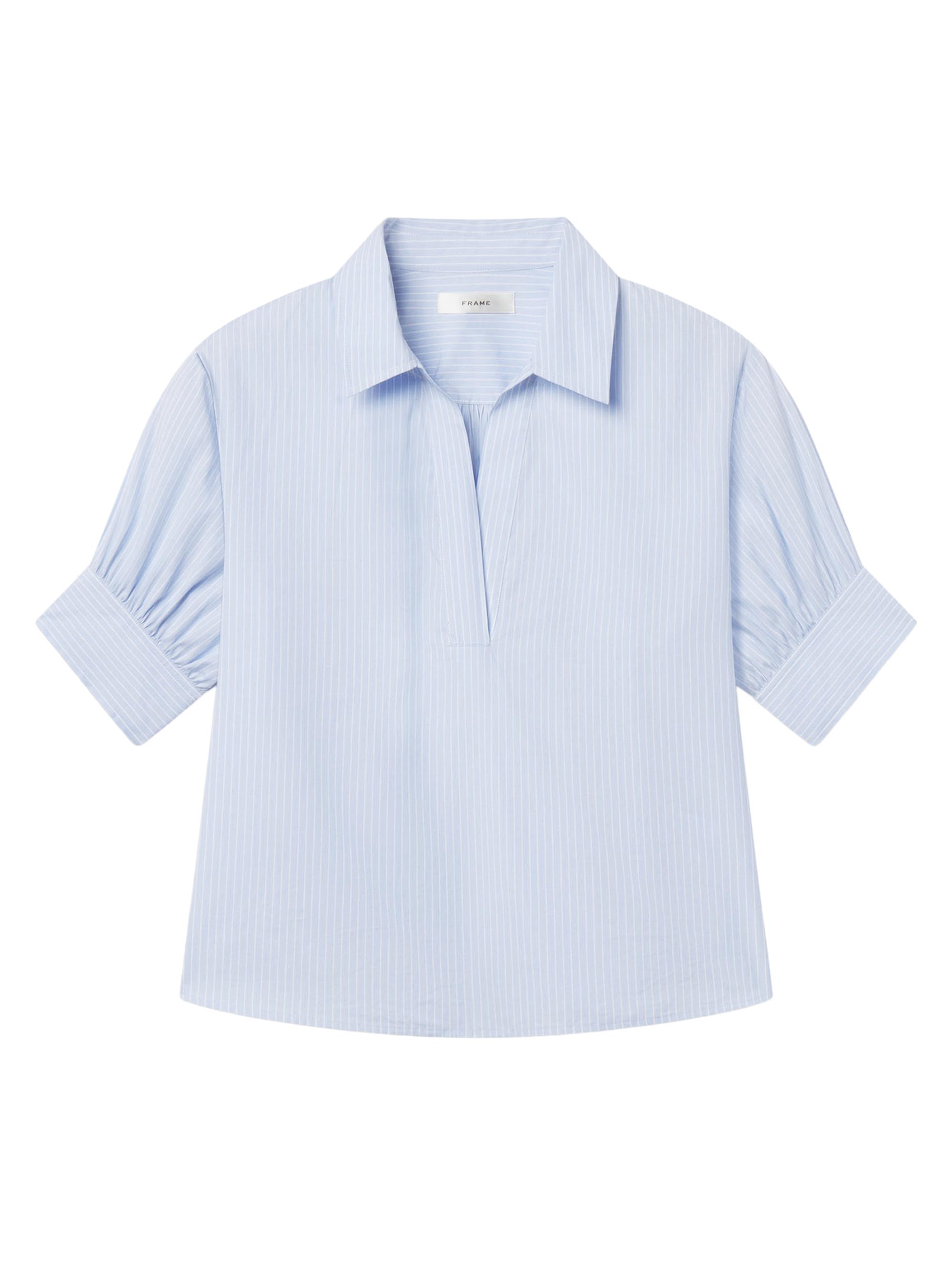 FRAME Women's Striped Cotton Top - Venice Blue Multi