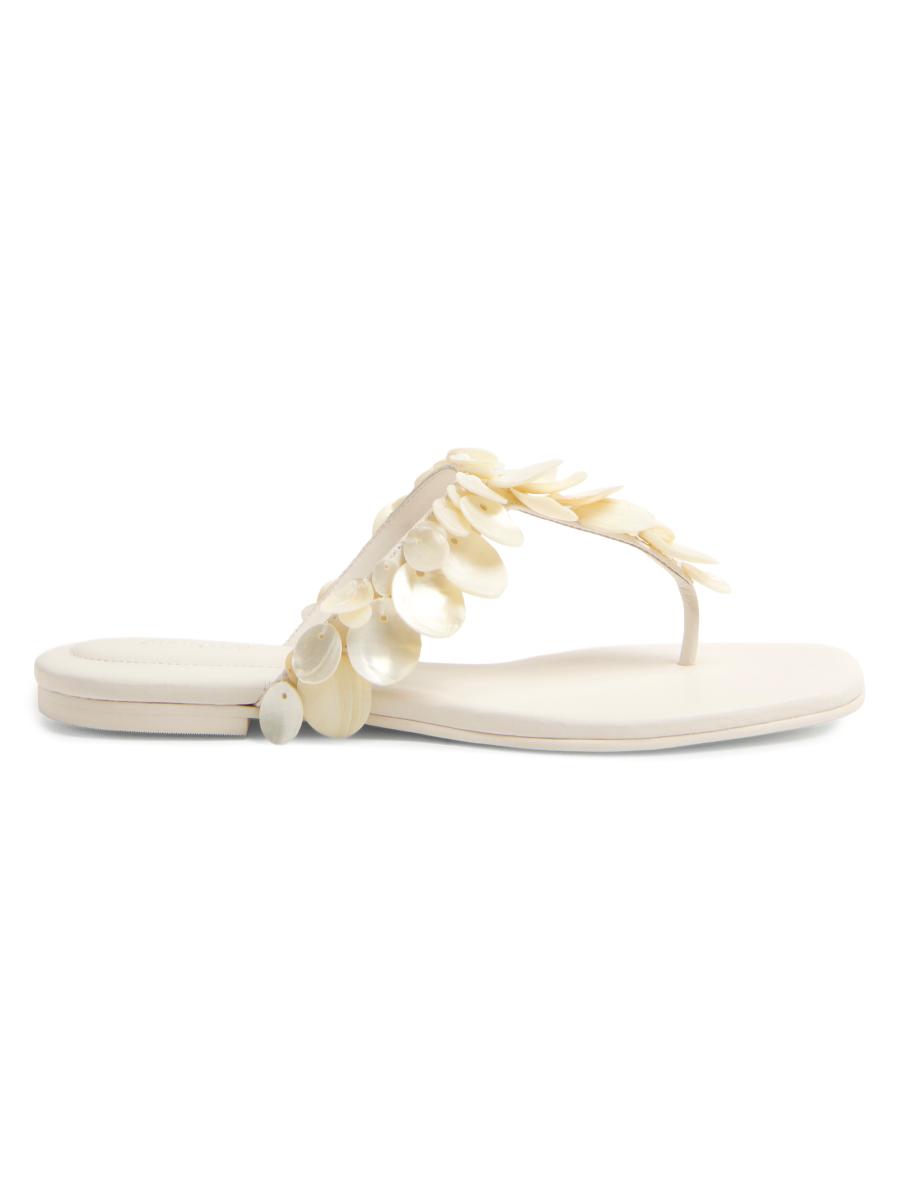 SIMKHAI Elin Shell-Beaded Leather Sandals | Saks Fifth Avenue