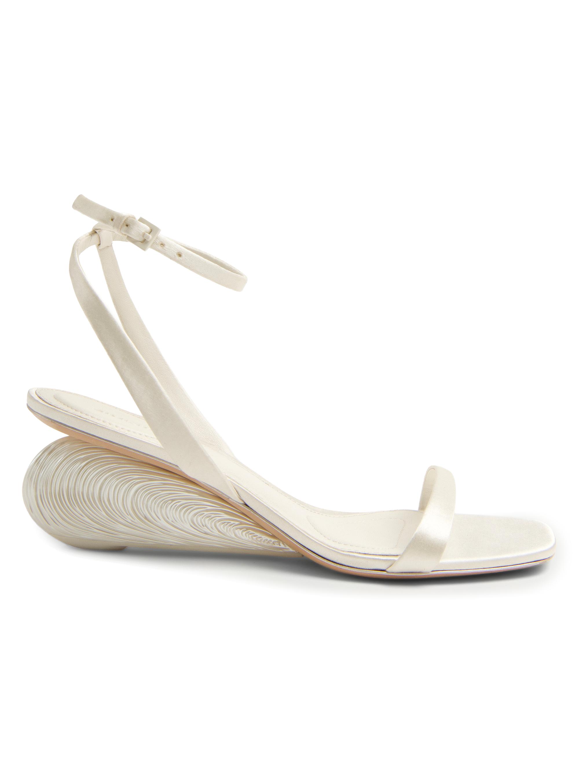 SIMKHAI Women's Bridget Satin Oyster Shell Wedge Sandals - Alabaster