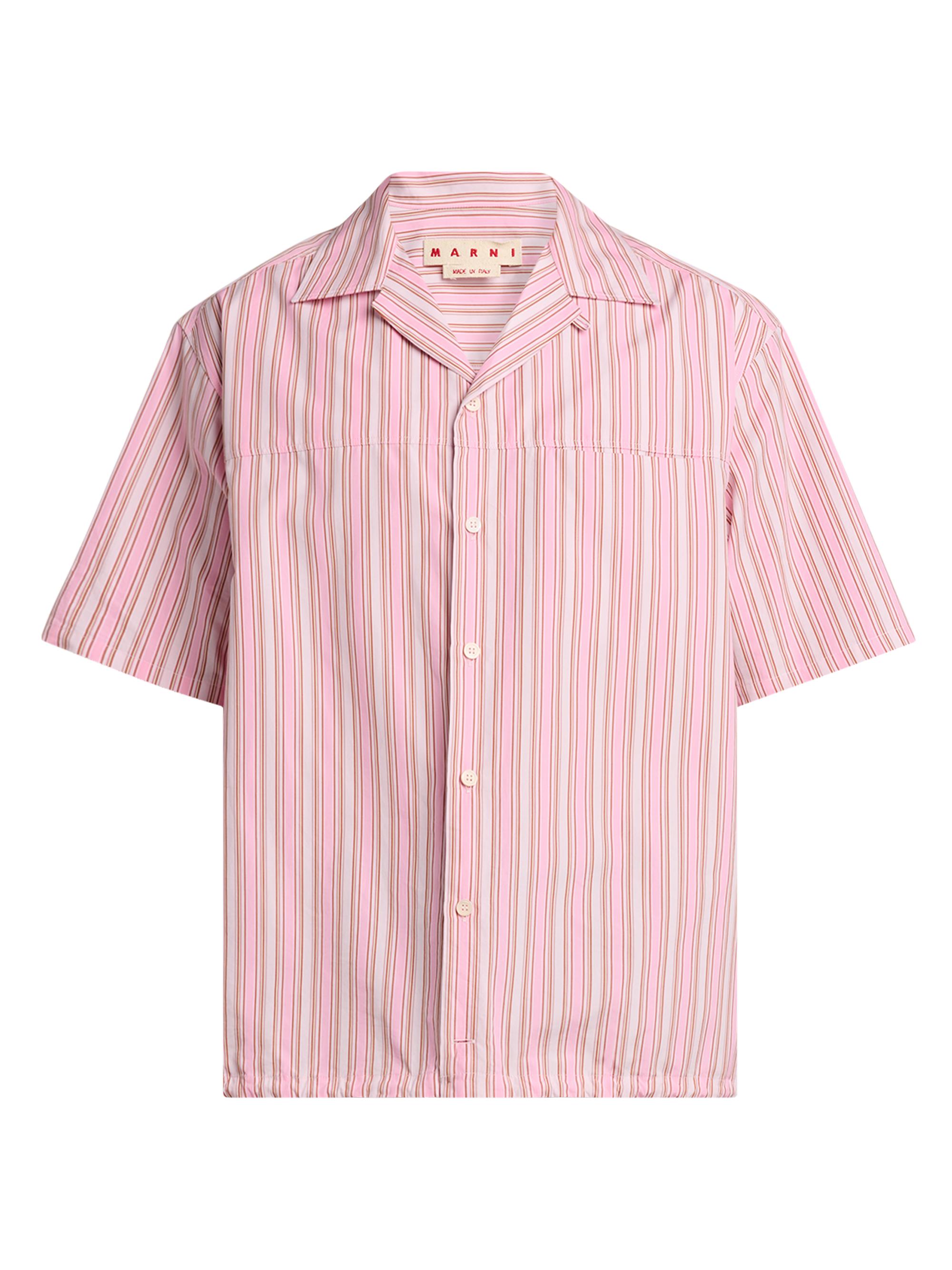 Marni Men's Striped Cotton Poplin Oversized Button-Front Shirt - Rose