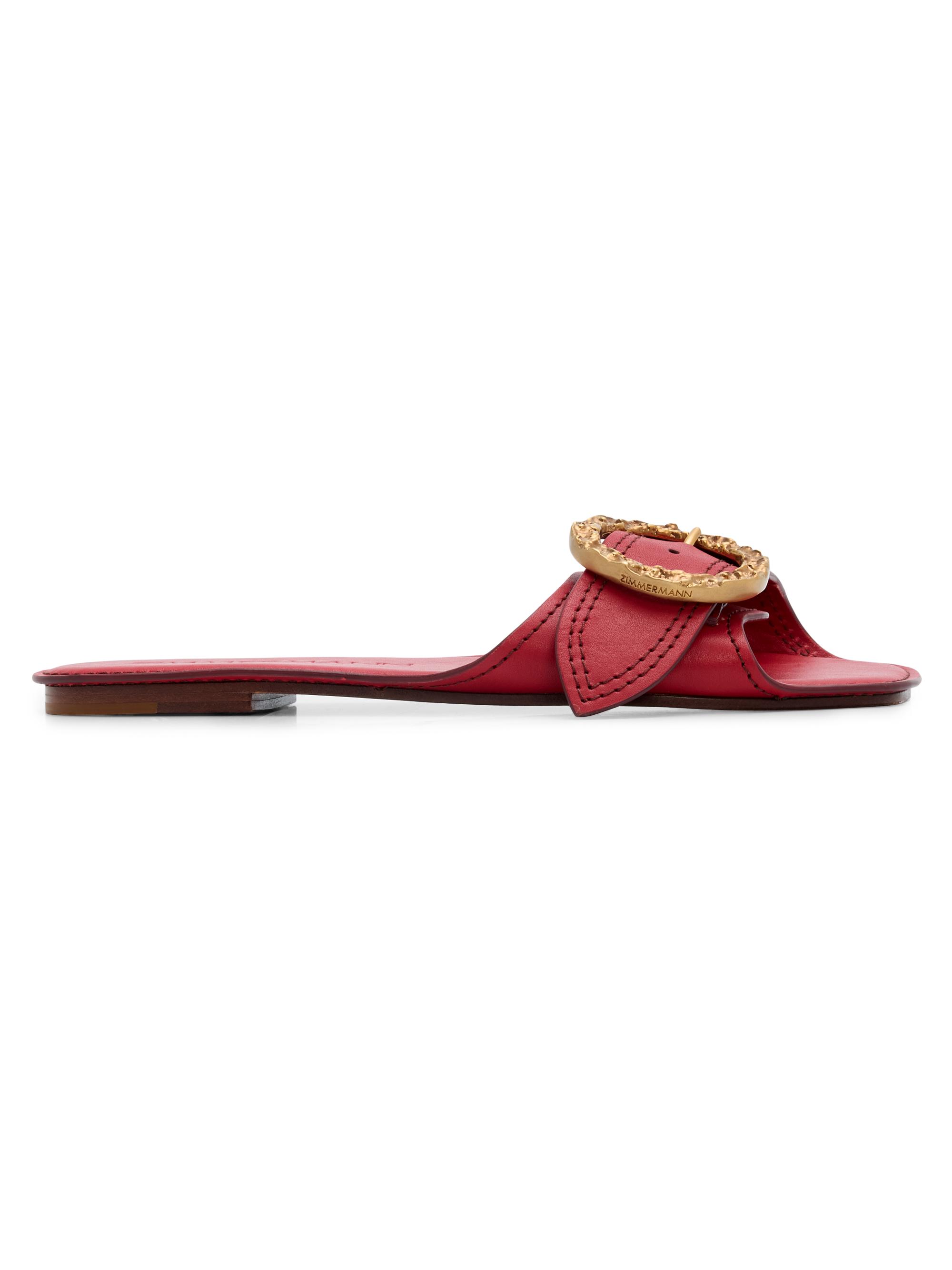 Zimmermann Women's Solena Leather Slip-On Sandals - Cherry
