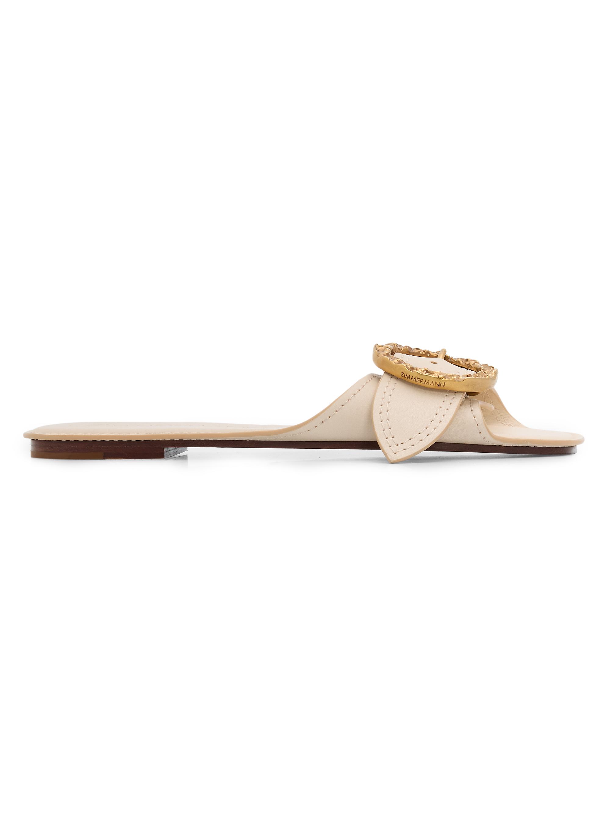 Zimmermann Women's Solena Leather Slip-On Sandals - Milk