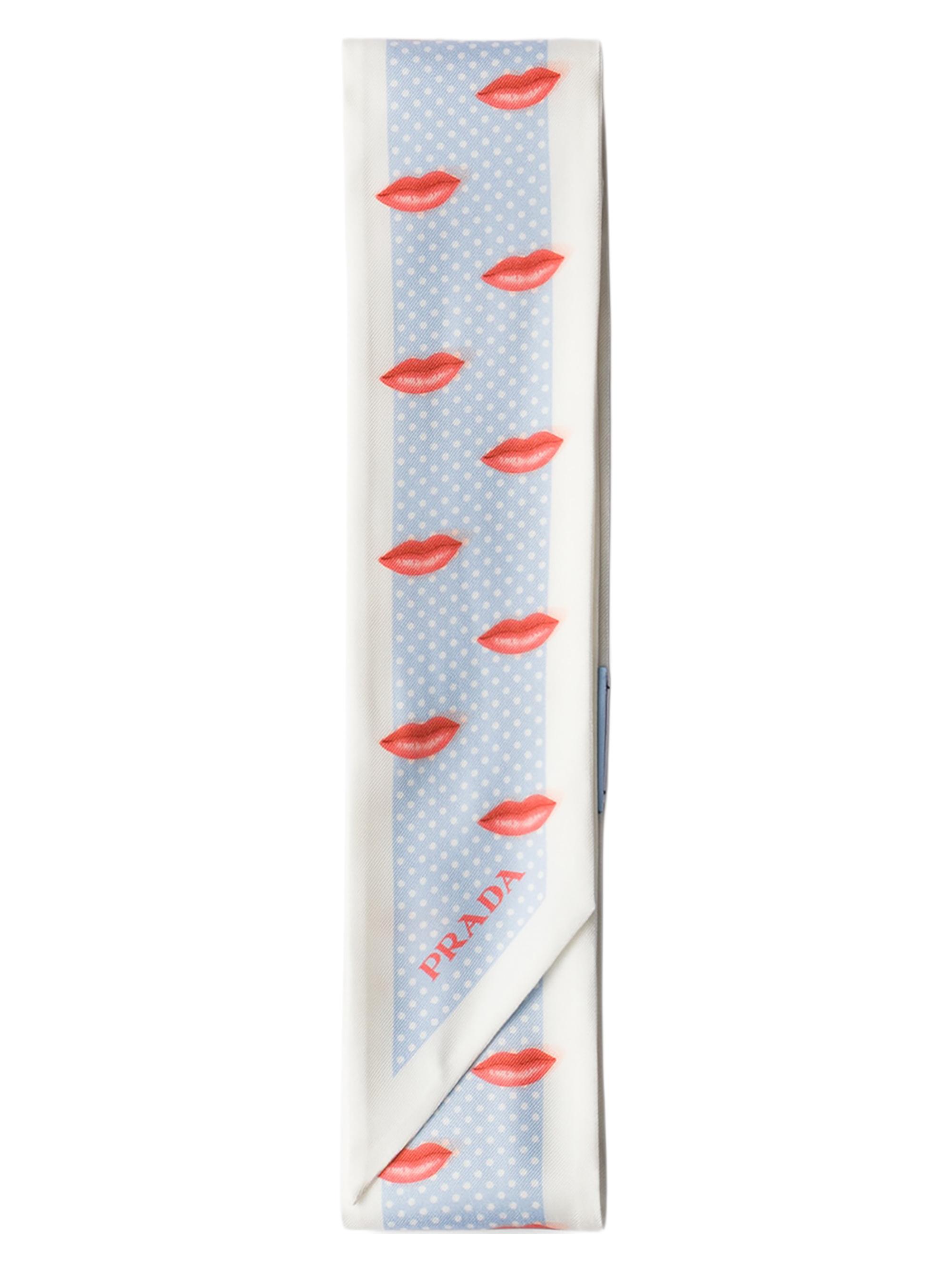 Prada Women's Printed Silk Twill Skinny Scarf - Blue