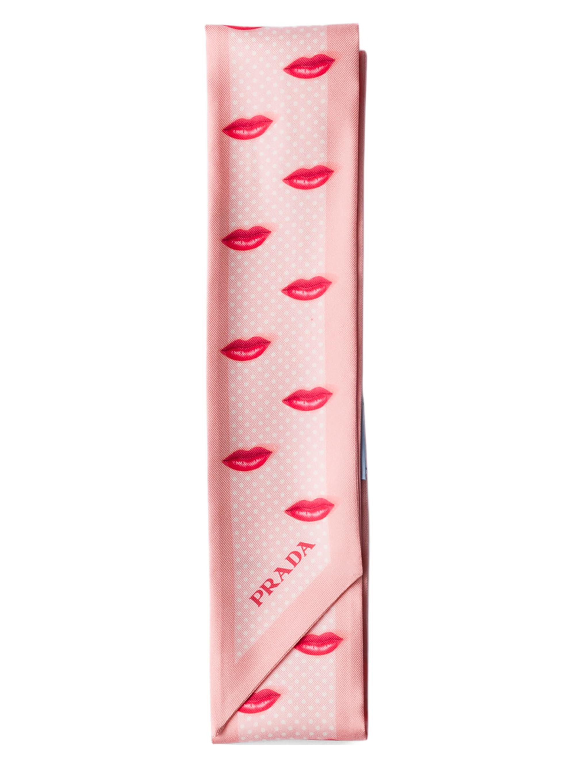 Prada Women's Printed Silk Twill Skinny Scarf - Pink