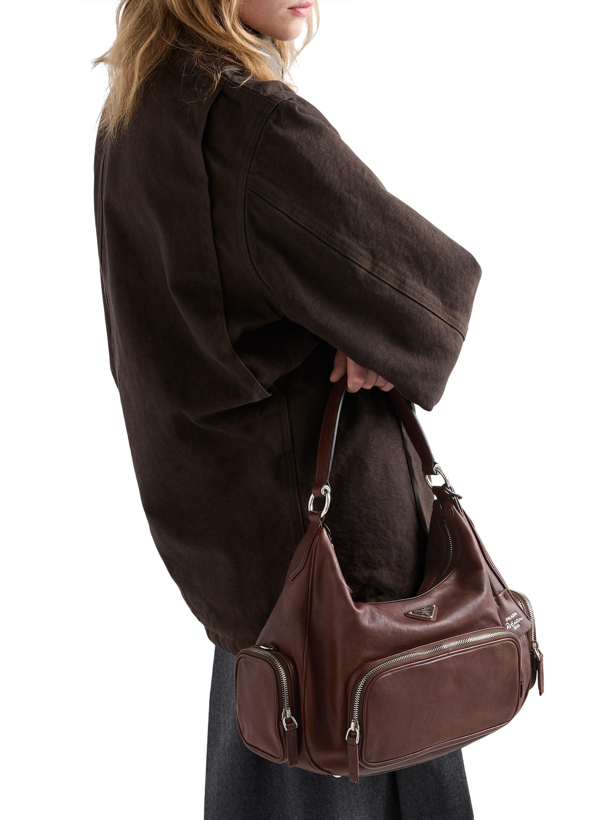 Prada Women's  Washed Leather Shoulder Bag - Brown