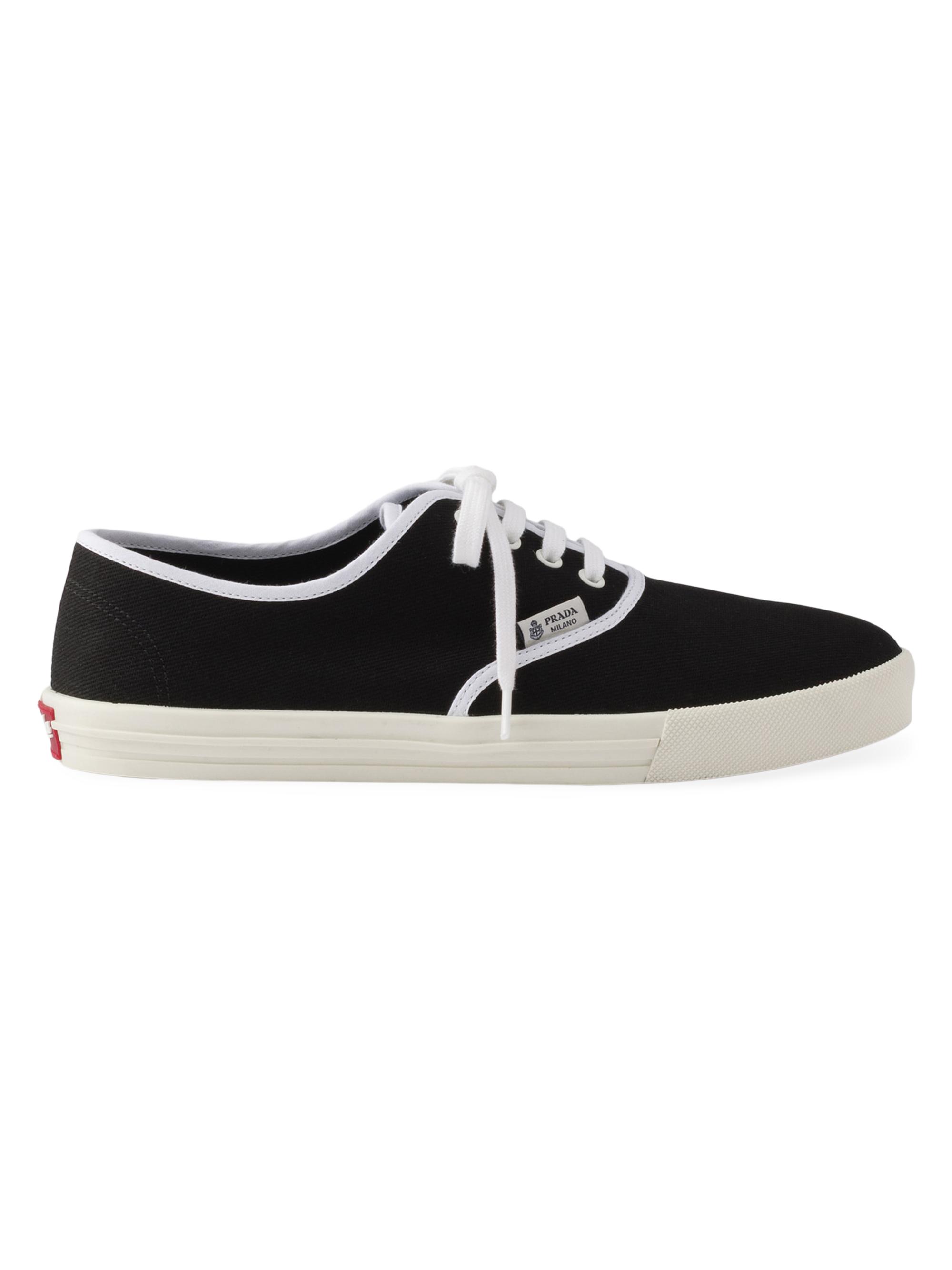 Prada Women's Drill Cotton Low-Top Sneakers - Black