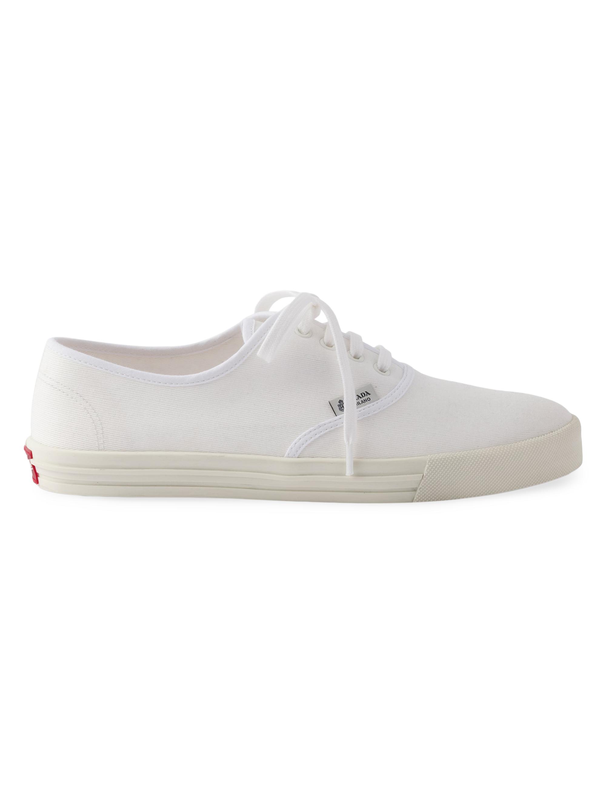 Prada Women's Drill Cotton Low-Top Sneakers - White