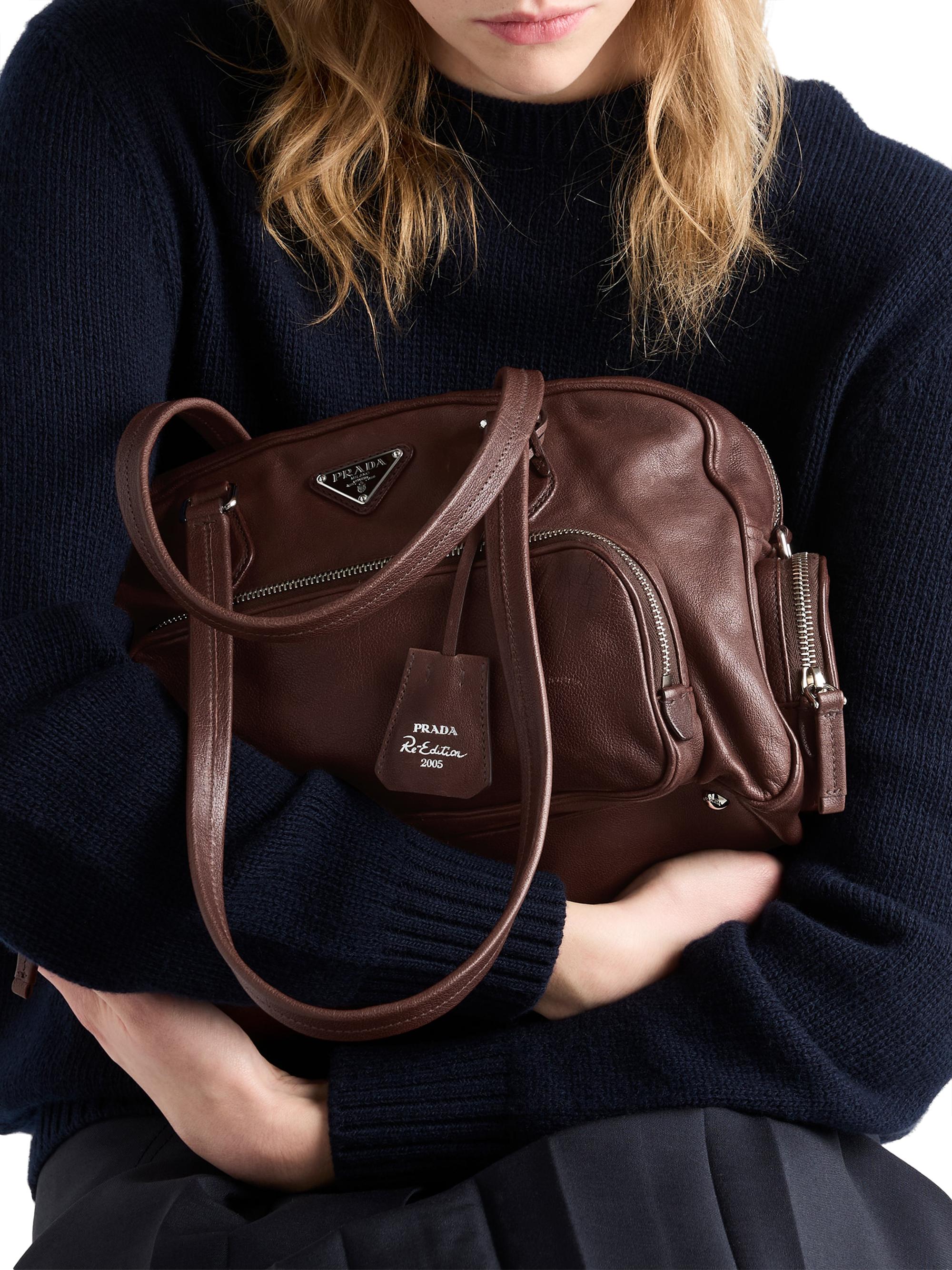 Prada Large Washed Leather Top-Handle Bag | Saks Fifth Avenue