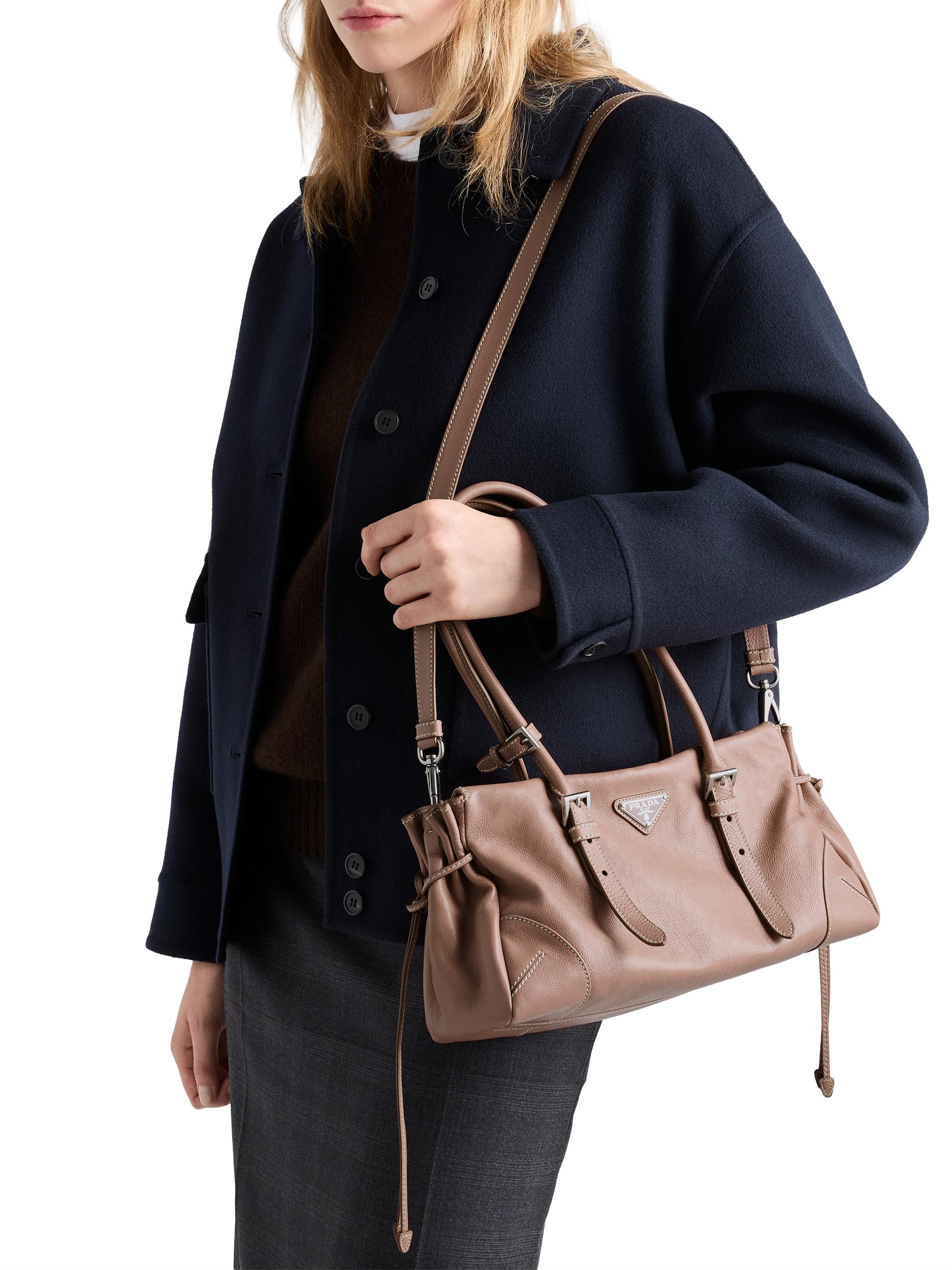 Prada Women's  Antiqued Leather Shoulder Bag - Brown