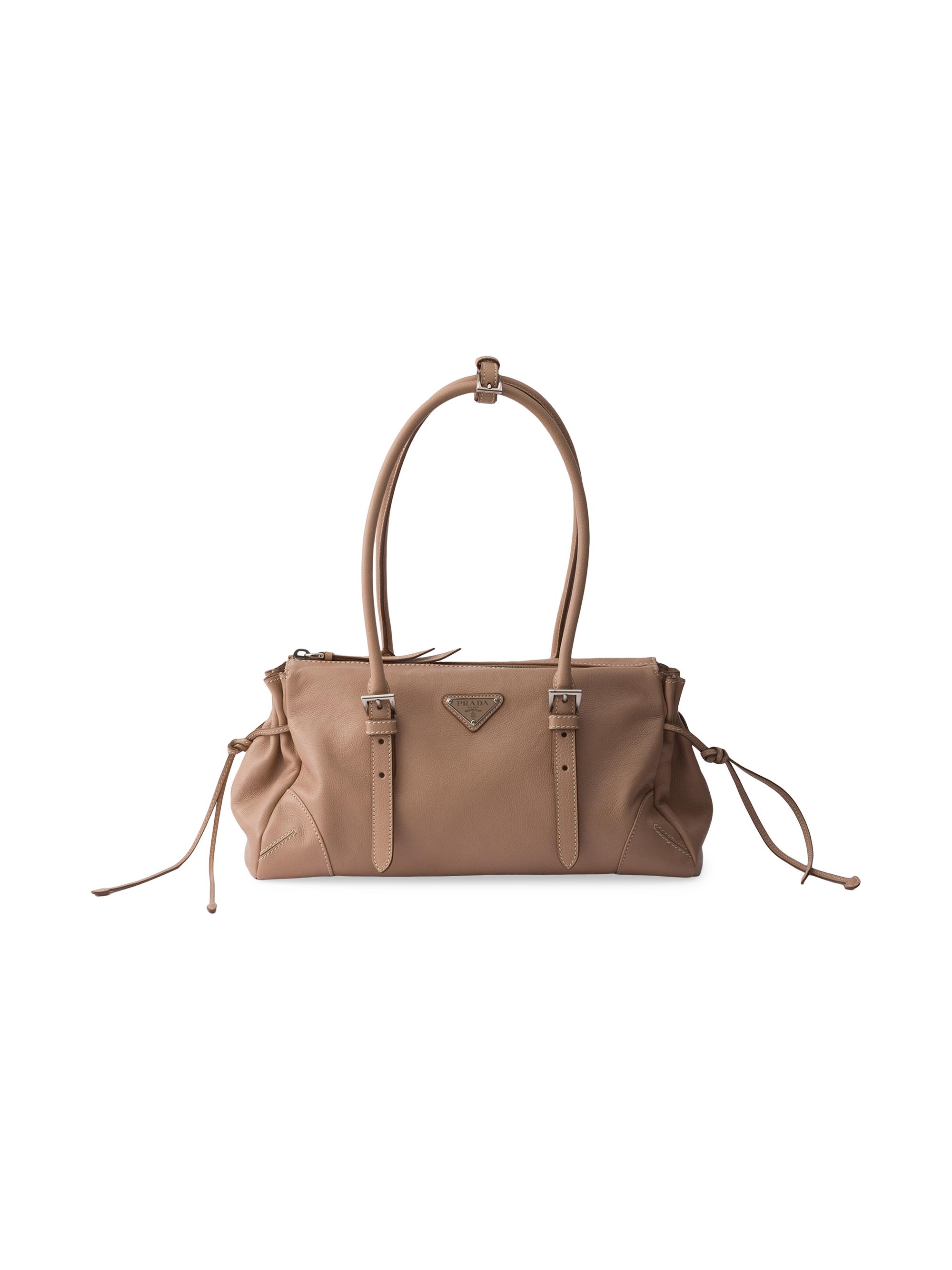 Prada Women's  Antiqued Leather Shoulder Bag - Light Brown