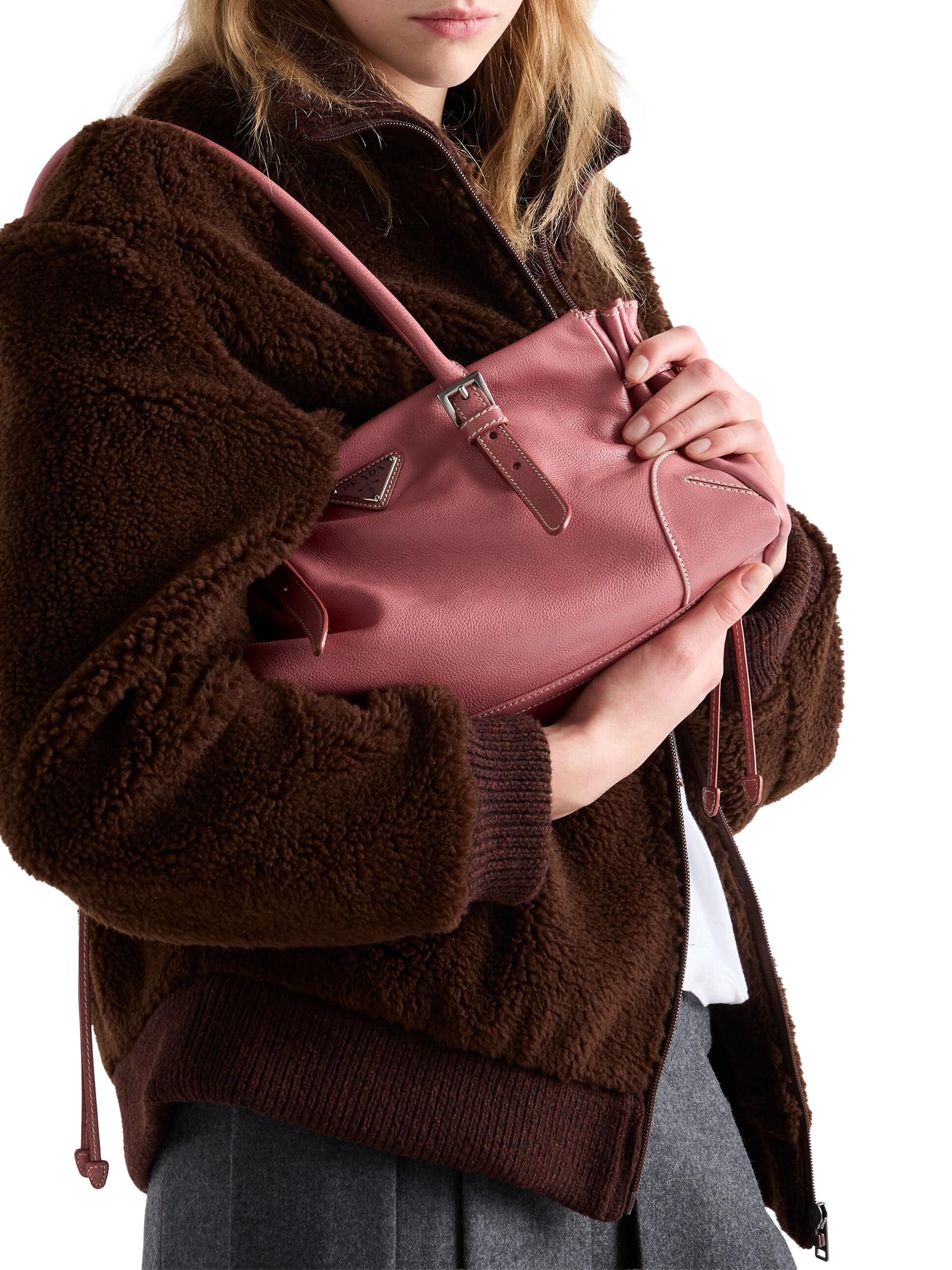 Prada Women's  Antiqued Leather Shoulder Bag - Pink | Thumbnail 9