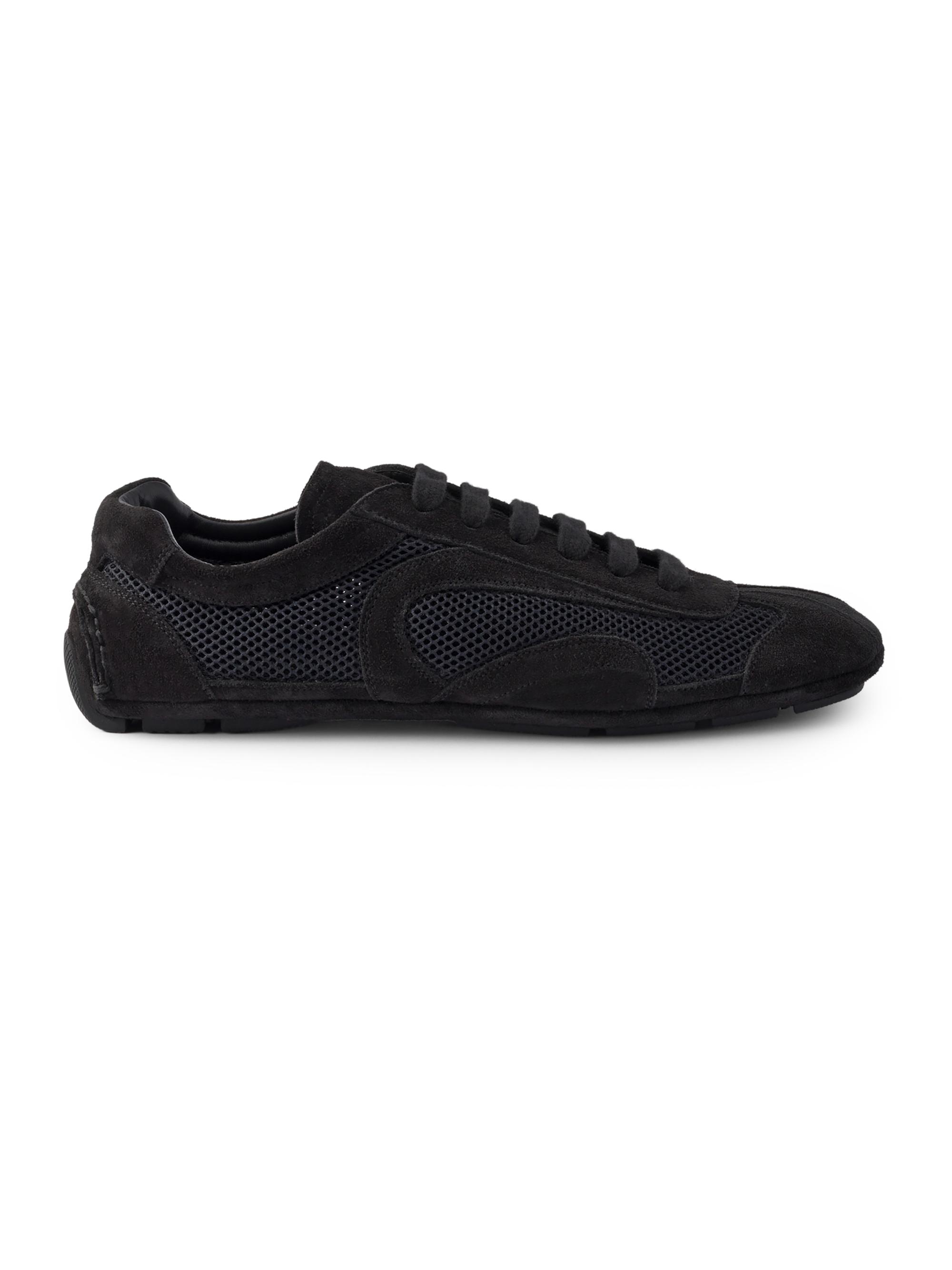 Prada Women's Montecarlo Re-Edition 2005 Suede and Mesh Sneakers - Black