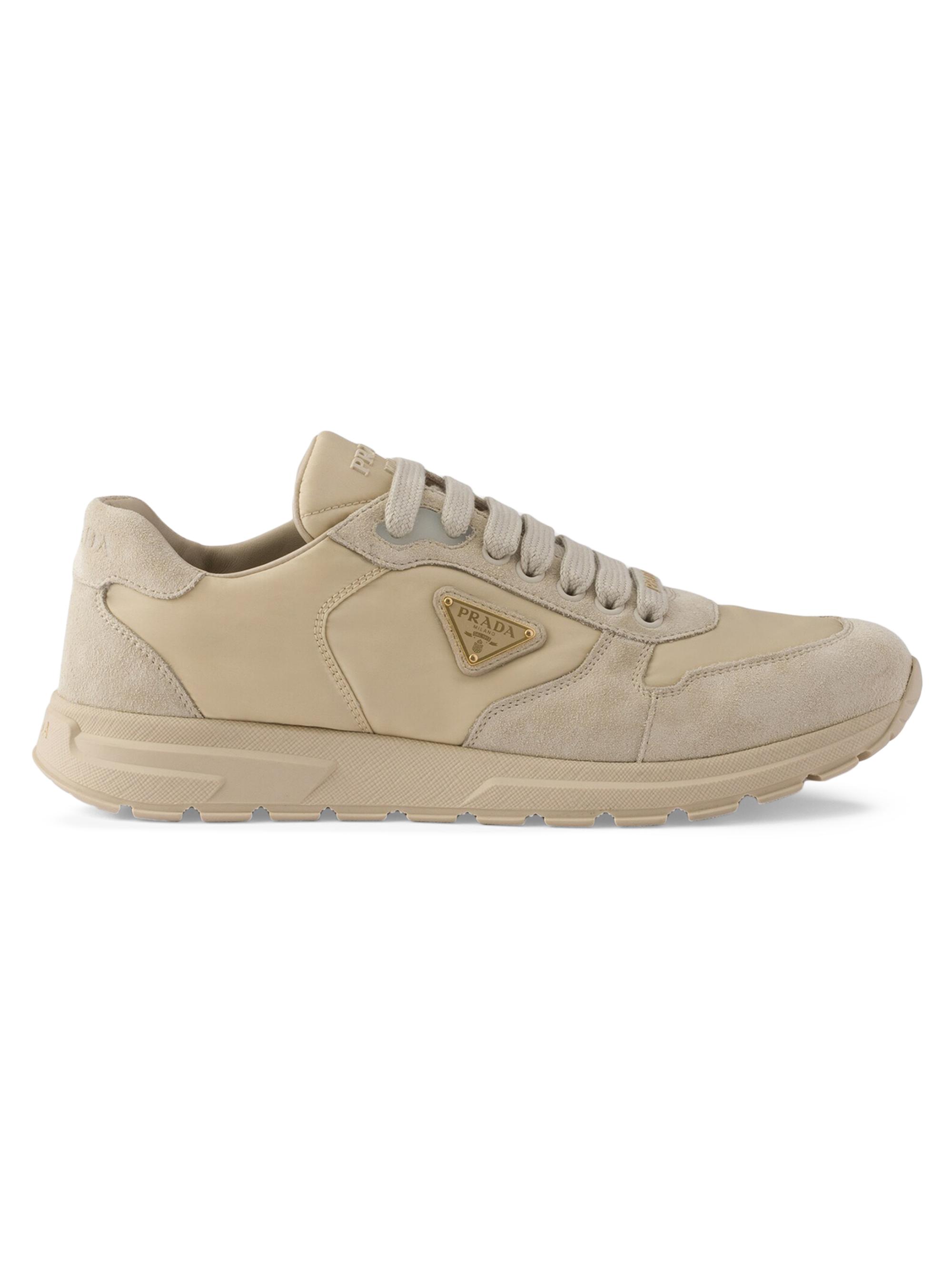 Prada Women's Prax 2.0 Nylon and Suede Sneakers - Beige Khaki