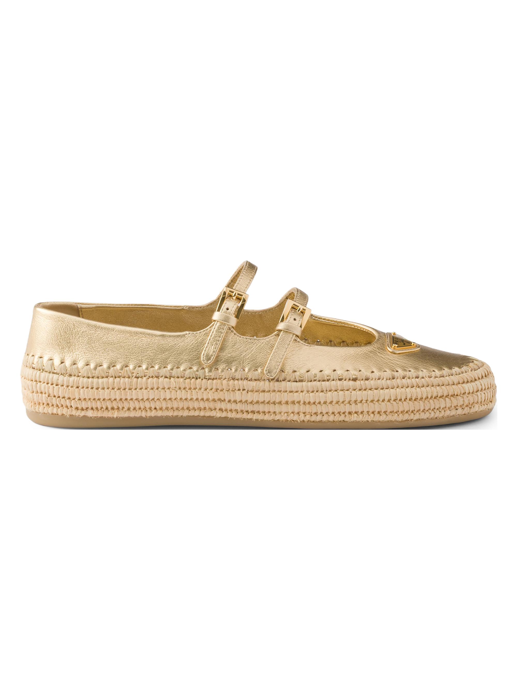 Prada Women's Mordoré Nappa Leather Ballerinas - Gold